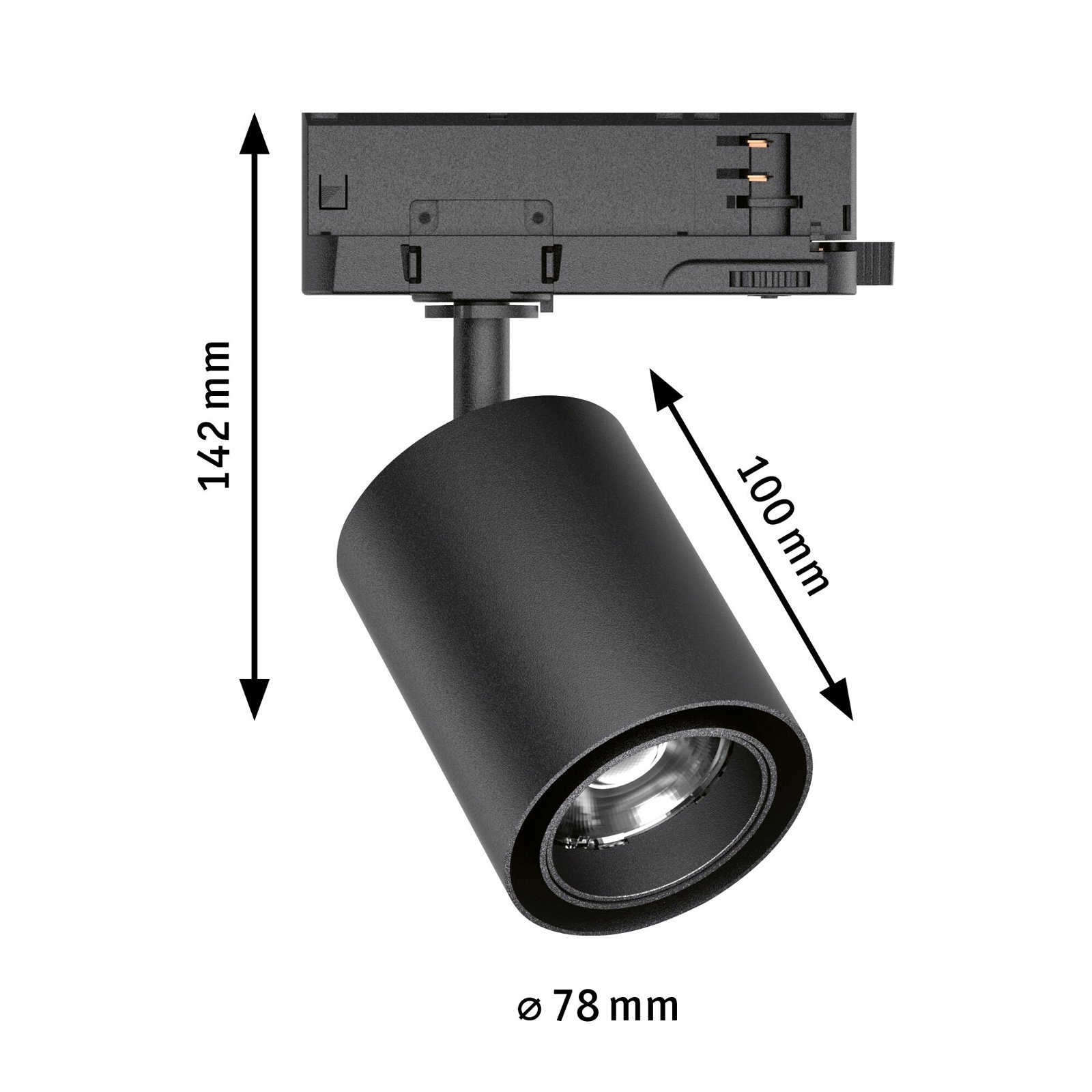 P 96551 ProRail3 LED lištový spot Kratos 50° 18,5W 3000K 230V černá - PAULMANN (obrázek 2)