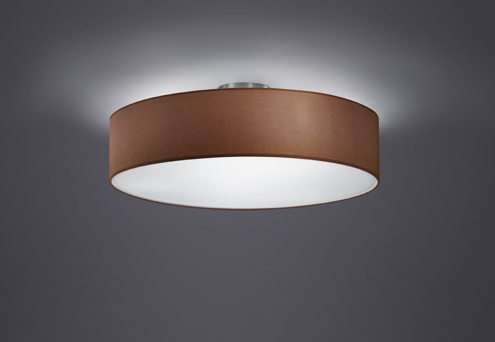 Levně TR 603900314 Stropní svítidlo HOTEL látkové hnědé 3x E27 60W Ø 50cm v.18cm matný nikl - TRIO