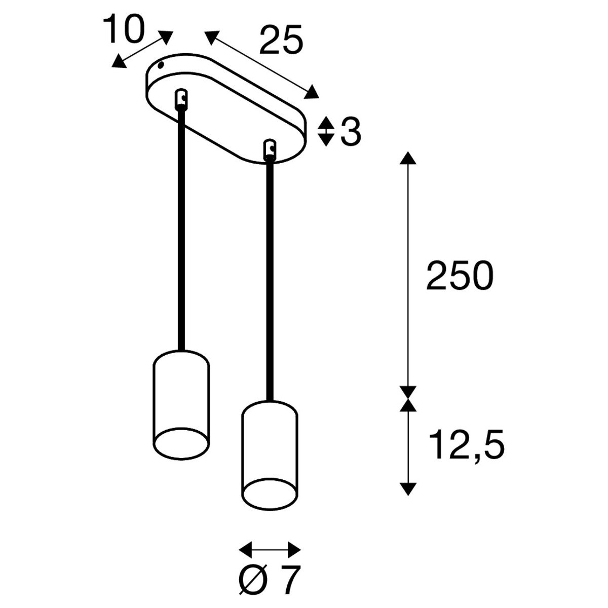 LA 1006433 ASTO TUBE závěsné svítidlo, GU10, délka závěsu 250 cm, max. 2x 10 W, černá - BIG WHITE (SLV) (obrázek 12)