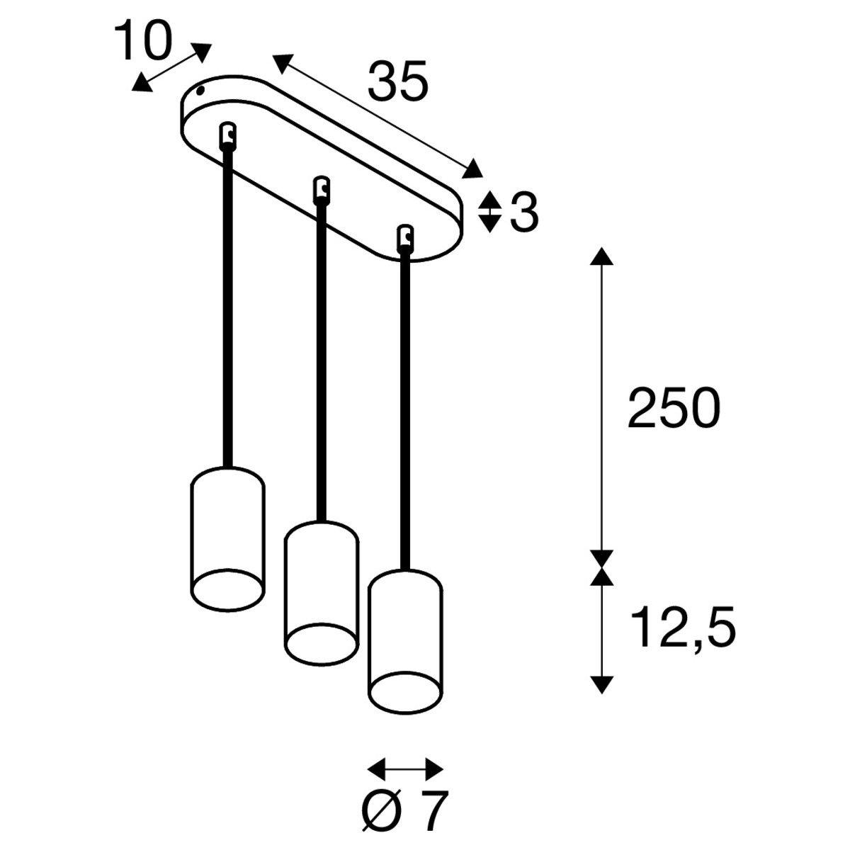 LA 1006435 ASTO TUBE závěsné svítidlo, GU10, délka závěsu 250 cm, max. 3x 10 W, černá - BIG WHITE (SLV) (obrázek 10)