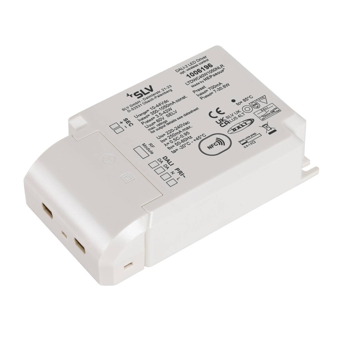 LA 1006196 LED driver 40 W 700 mA DALI stmívatelný s RF rozhraním LED driver bílý DALI - BIG WHITE (SLV)