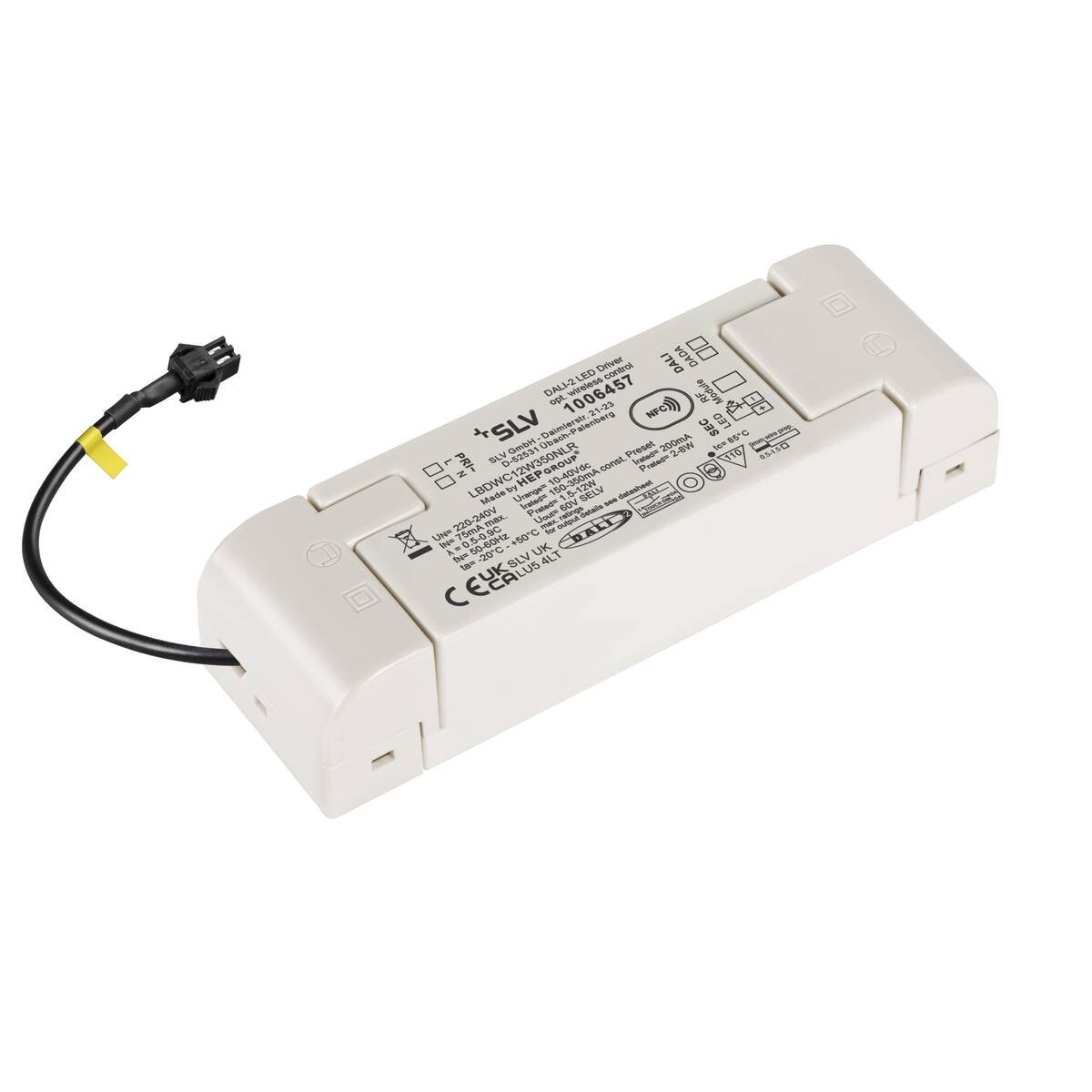 LA 1006457 Můstkový LED driver 12 W, 200 mA pro NUMINOS®, včetně radiofrekvenčního rozhraní pro modul RF, DALI - BIG WHITE (SLV)