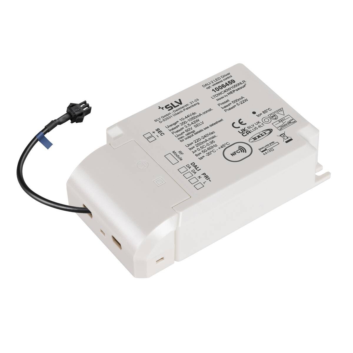 LA 1006459 Můstkový LED driver 42 W, 500 mA pro NUMINOS®, včetně radiofrekvenčního rozhraní pro modul RF, DALI - BIG WHITE (SLV)