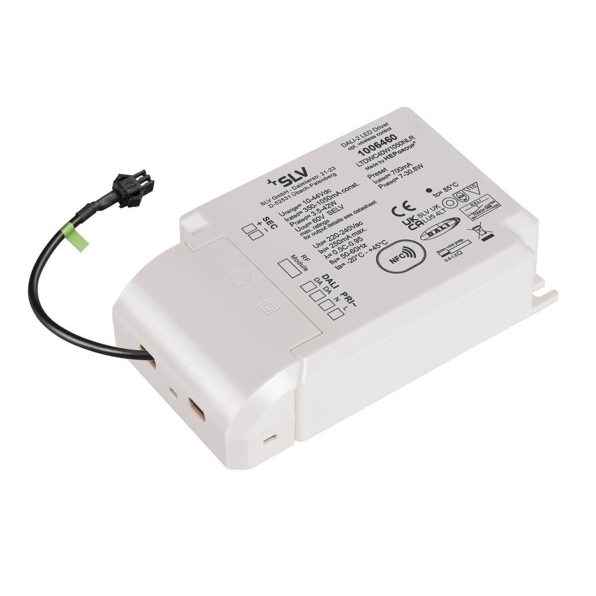 LA 1006460 Můstkový LED driver 42 W, 700 mA pro NUMINOS®, včetně radiofrekvenčního rozhraní pro modul RF, DALI - BIG WHITE (SLV)