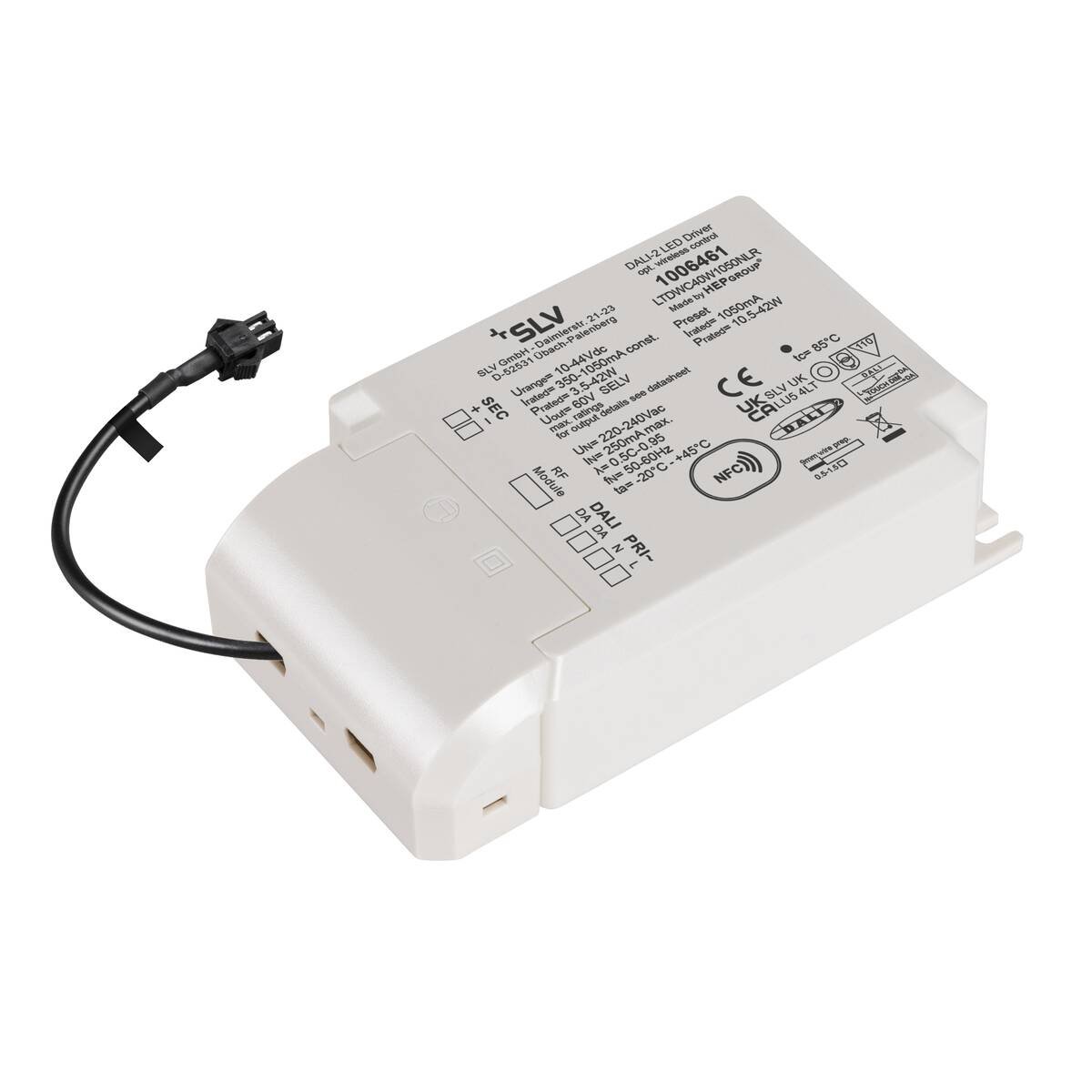 LA 1006461 Můstkový LED driver 42 W, 1050 mA pro NUMINOS®, včetně radiofrekvenčního rozhraní pro modul RF, DALI - BIG WHITE (SLV)