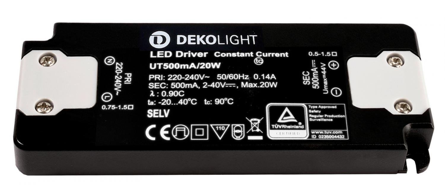 IMPR 862226 Deko-Light LED-napájení FLAT, CC, UT500mA/20W konstantní proud 500 mA IP20 2-40V DC 1,00-20,00 W - LIGHT IMPRESSIONS