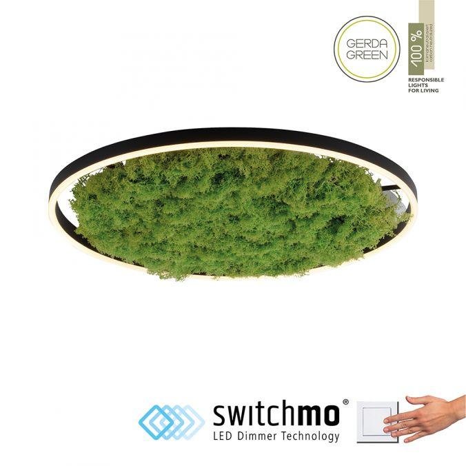 LD 15392-66 GREEN RITUS LED stropní svítidlo 60x60 islandský mech Moos Switchmo 3 krokové stmívání 3000K akustické - LEUCHTEN DIREKT / JUST LIGHT