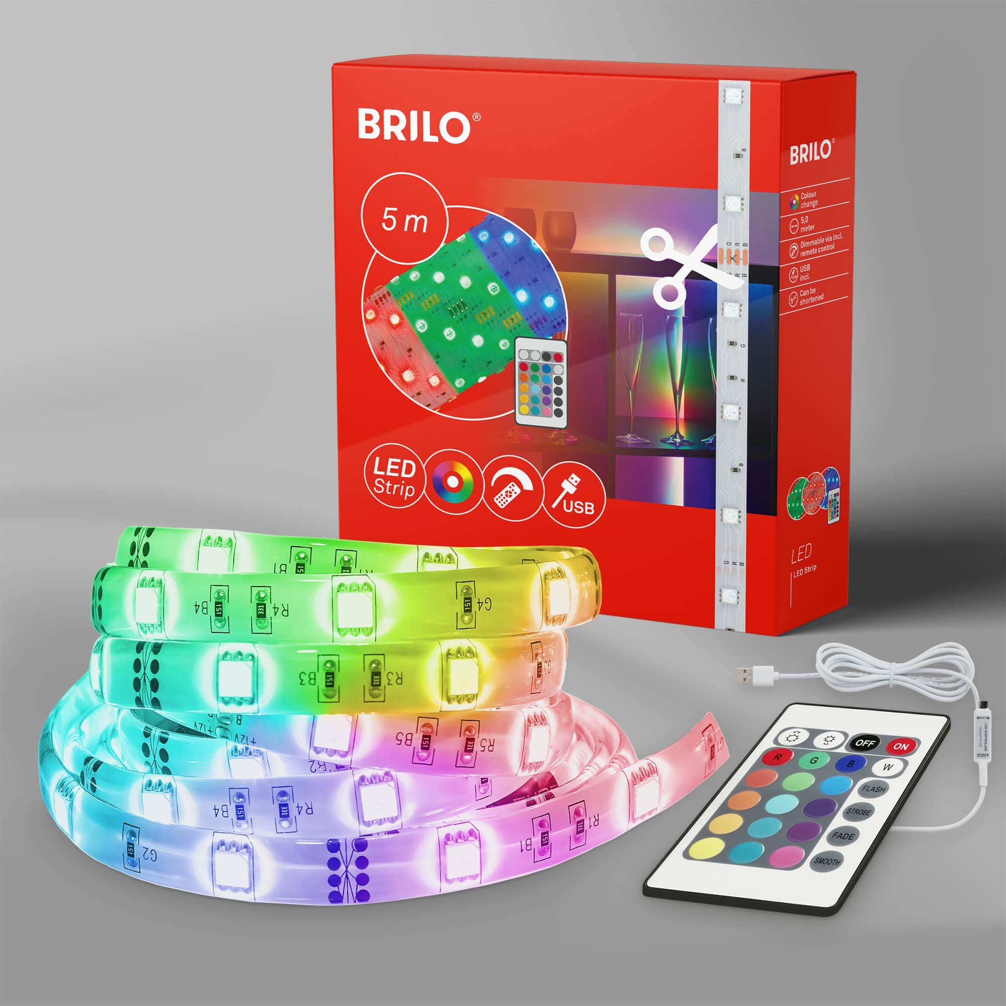 BRILO 2308-150 RGB LED pásek 500 cm 0,04W bílé - BRILO (obrázek 2)