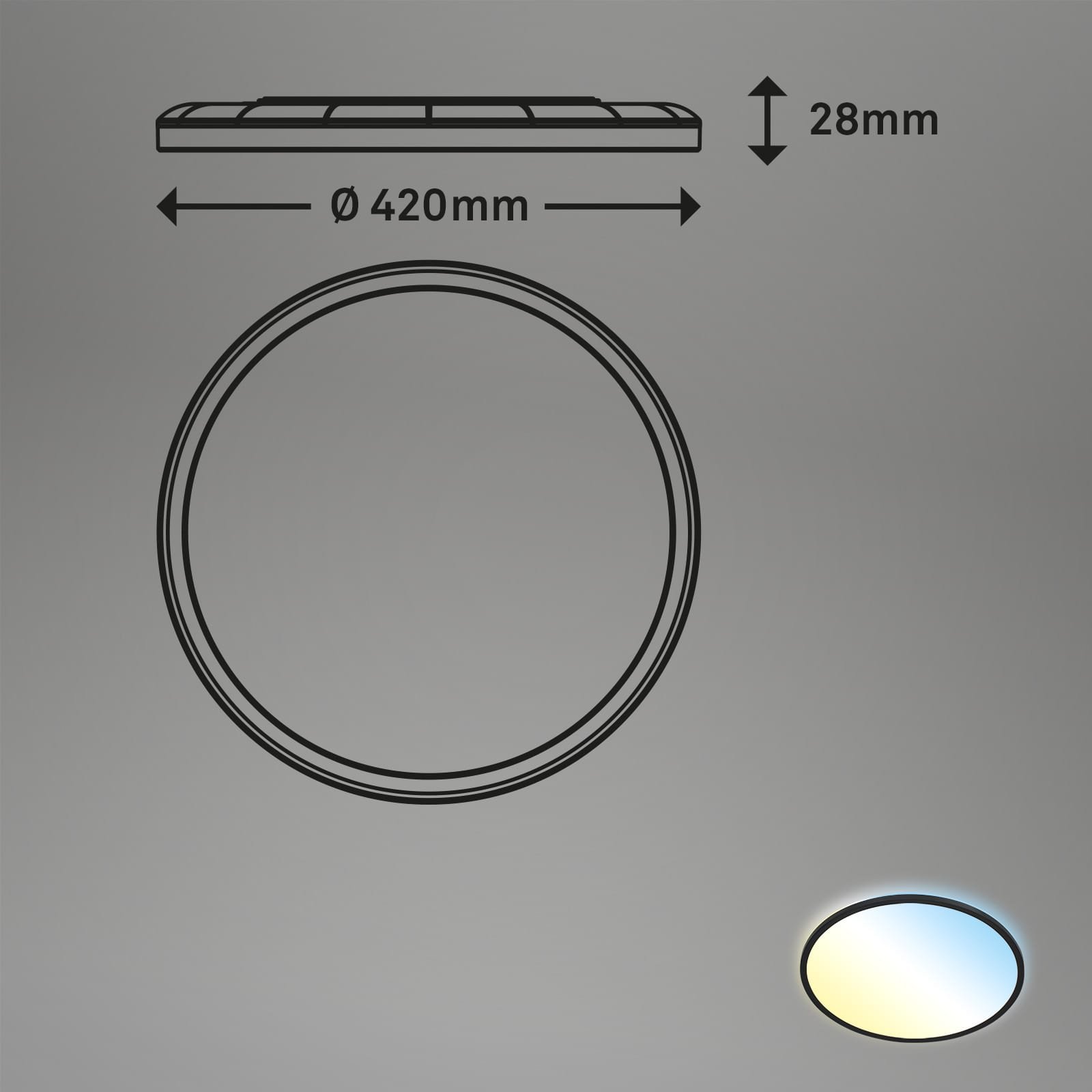 BRILO 7080-015 Slim CCT svítidlo LED panel, pr. 42 cm, 22 W, černá - BRILO (obrázek 9)