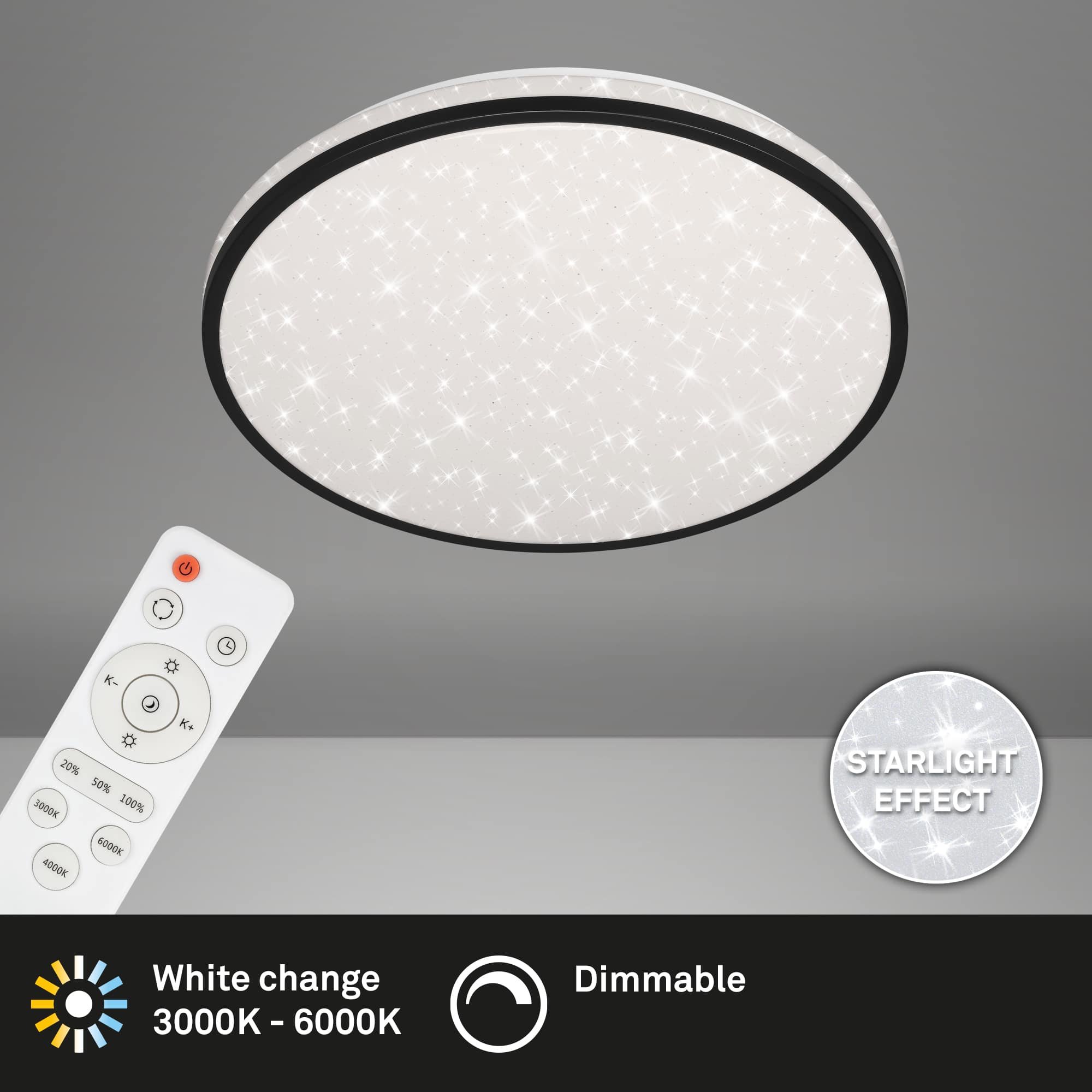 BRILO 3447-115 LED stropní svítidlo hvězdné nebe, pr. 38 cm, 24 W, černá - BRILO (obrázek 3)