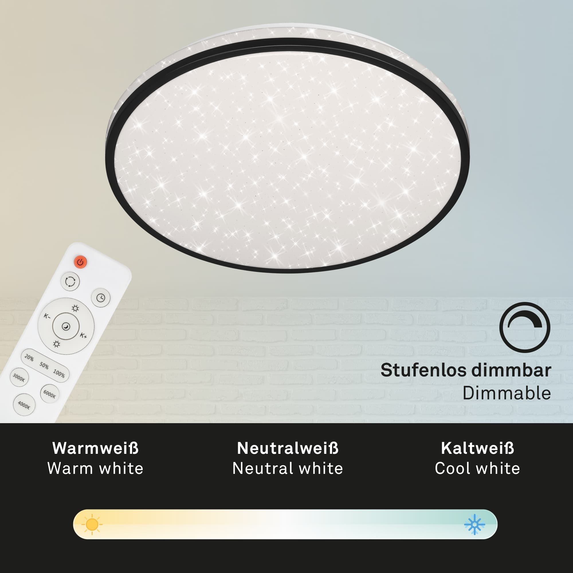 BRILO 3447-115 LED stropní svítidlo hvězdné nebe, pr. 38 cm, 24 W, černá - BRILO (obrázek 4)