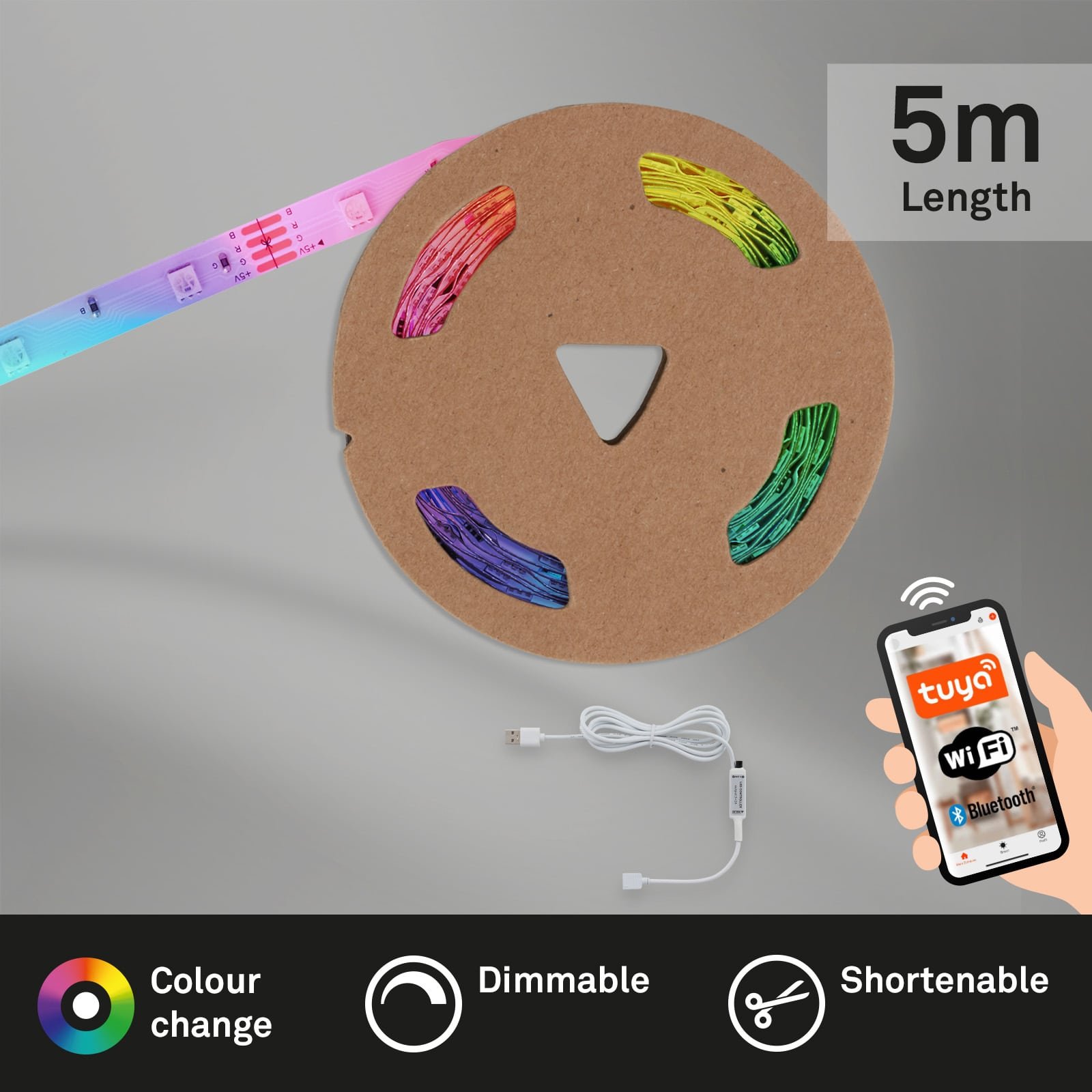 BRILO 2309-150 Smart RGB LED pásek s hudebním senzorem 500 cm 0,05W bílé - BRILO (obrázek 2)
