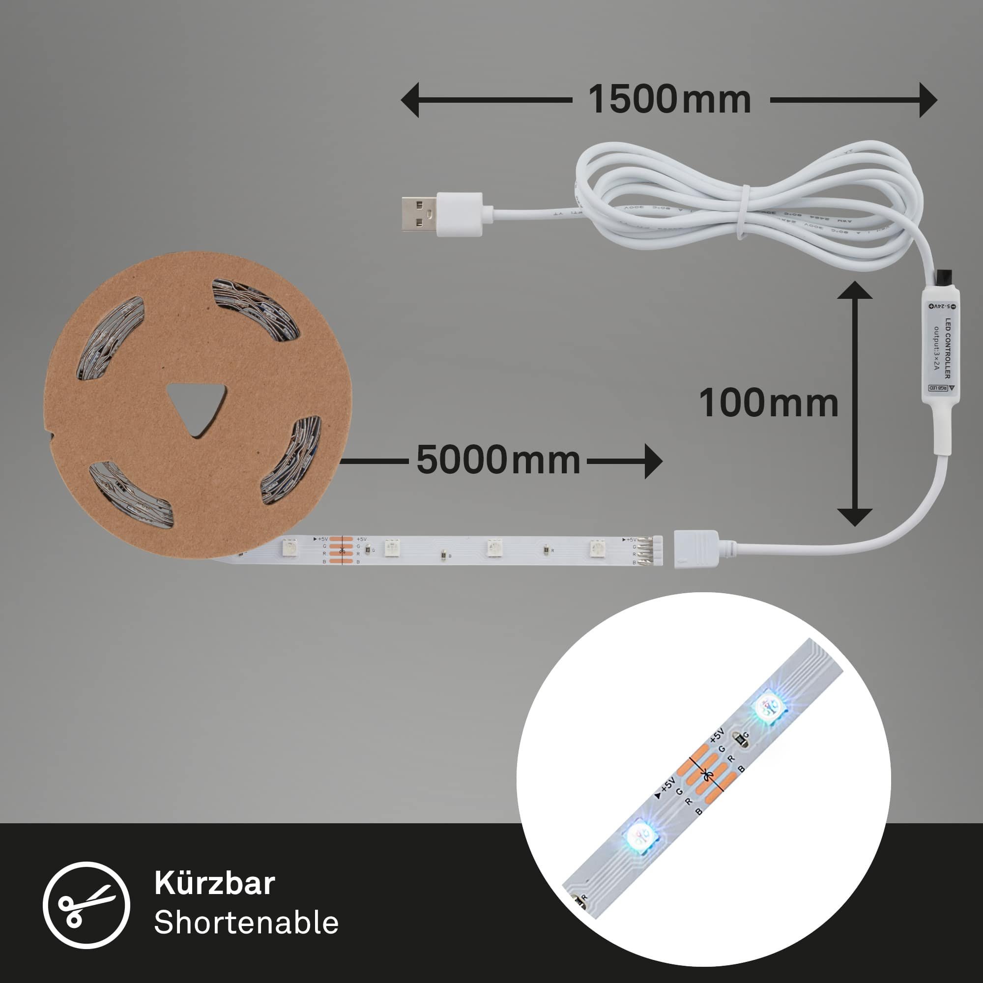 BRILO 2309-150 Smart RGB LED pásek s hudebním senzorem 500 cm 0,05W bílé - BRILO (obrázek 8)