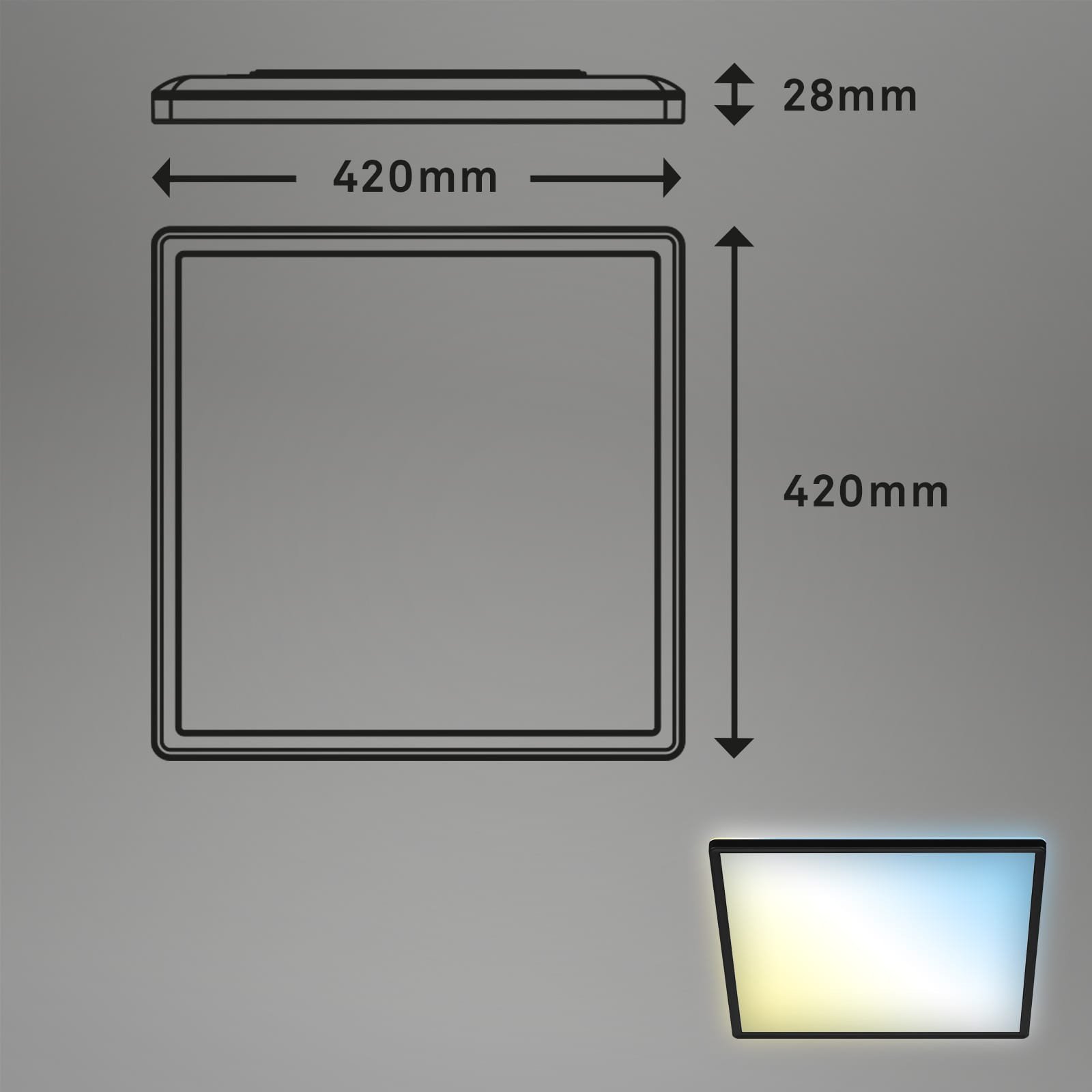 BRILO 7082-015 Slim CCT svítidlo LED panel, 42 cm, 22 W, černá - BRILO (obrázek 9)