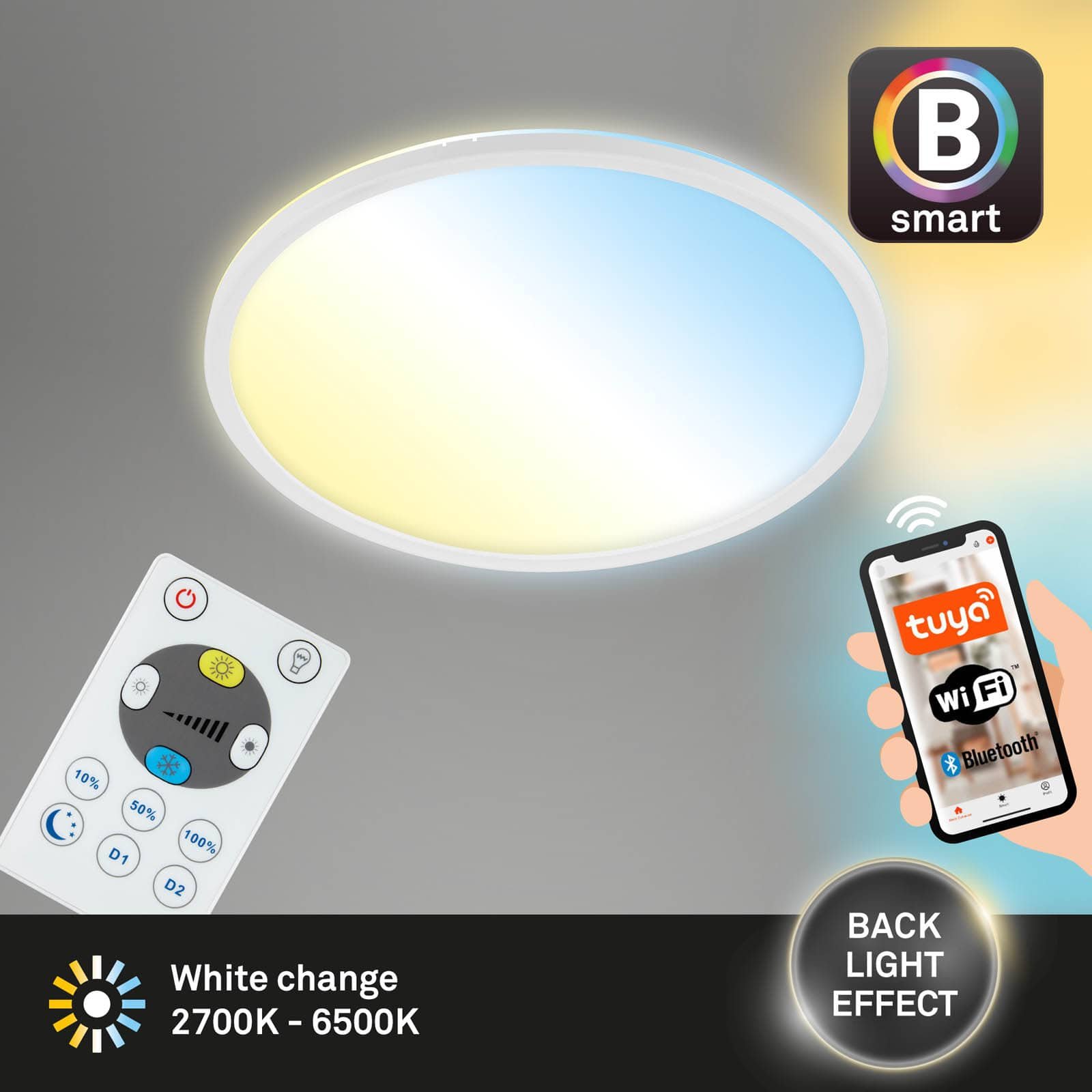 BRILO 7059-016 CCT svítidlo LED panel, pr. 42 cm, 22 W, 3000 lm, bílé - BRILO (obrázek 2)