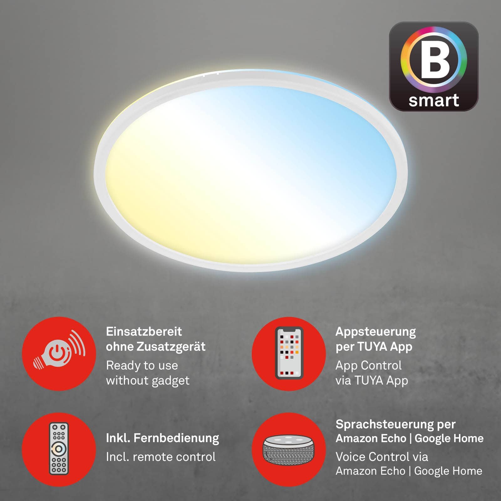 BRILO 7059-016 CCT svítidlo LED panel, pr. 42 cm, 22 W, 3000 lm, bílé - BRILO (obrázek 3)