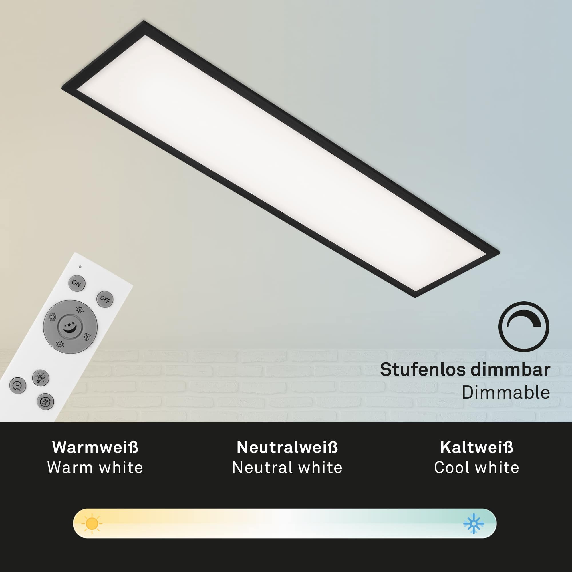 BRILO 7167-015 CCT svítidlo LED panel, 100 cm, 24 W, 2600 lm, černá - BRILO (obrázek 3)