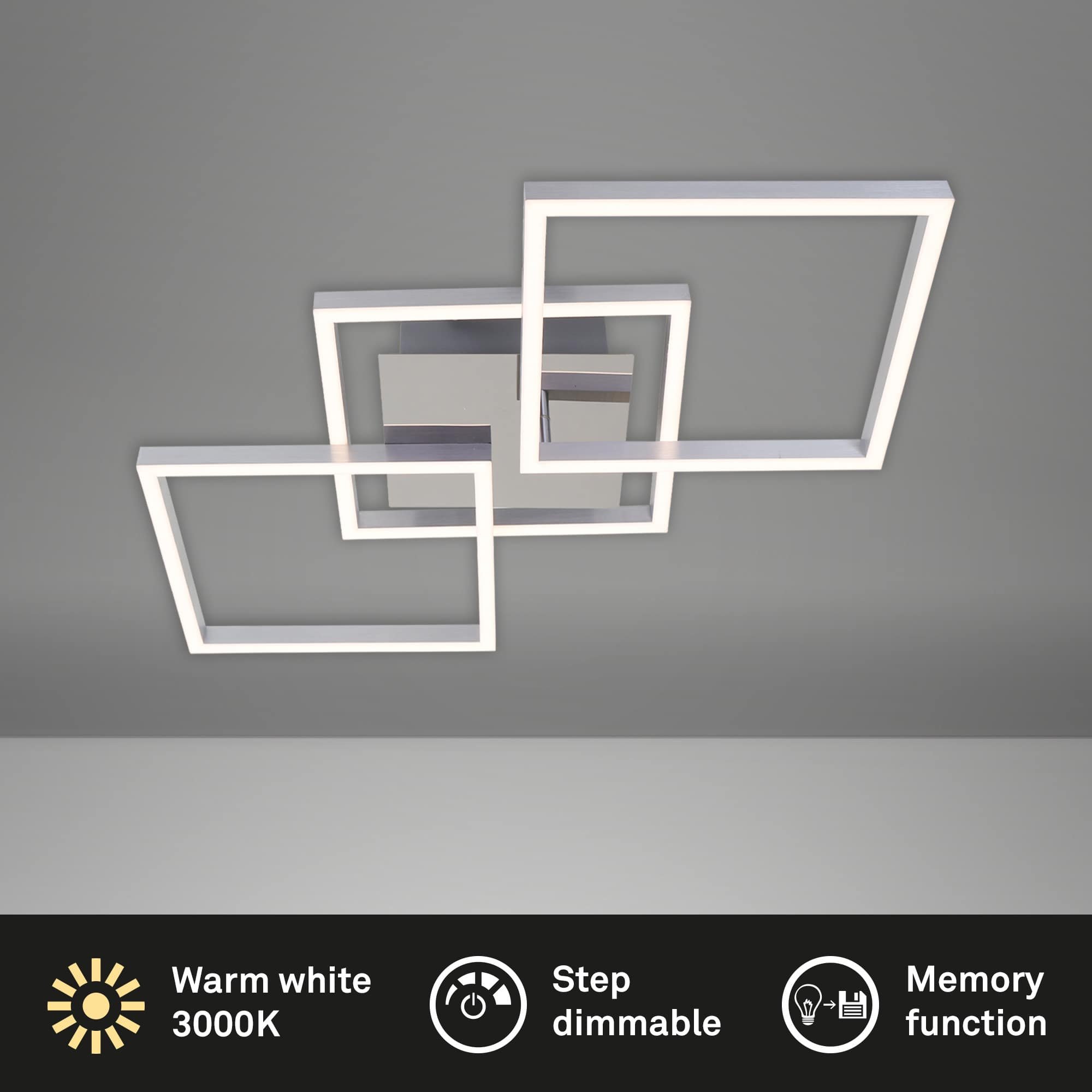 BRILO 3217-018 LED stropní svítidlo, 76,3 cm, 2600 LM, 36 W, hliník-chrom - BRILO (obrázek 2)