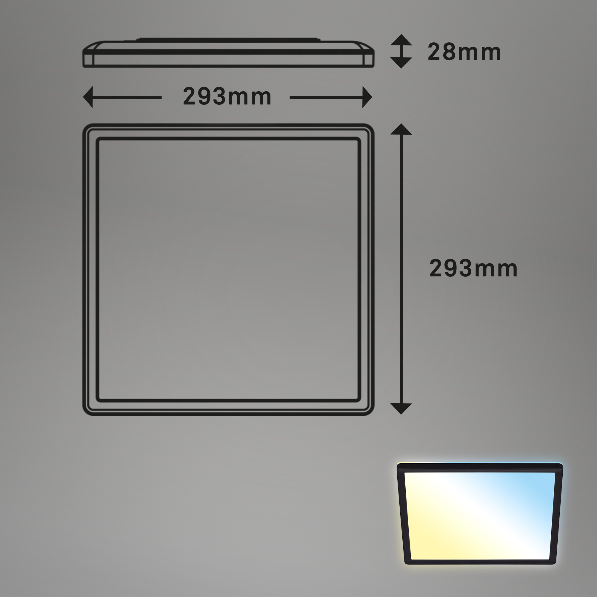 BRILO 7081-015 Slim CCT svítidlo LED panel, 29,3 cm, 18 W, černá - BRILO (obrázek 6)