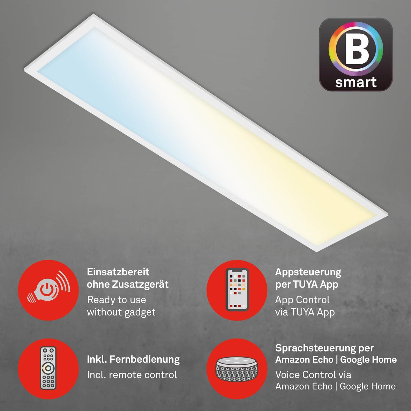 BRILO 7385-016 CCT svítidlo LED panel, 100 cm, 28 W, 3000 lm, bílé - BRILO (obrázek 3)