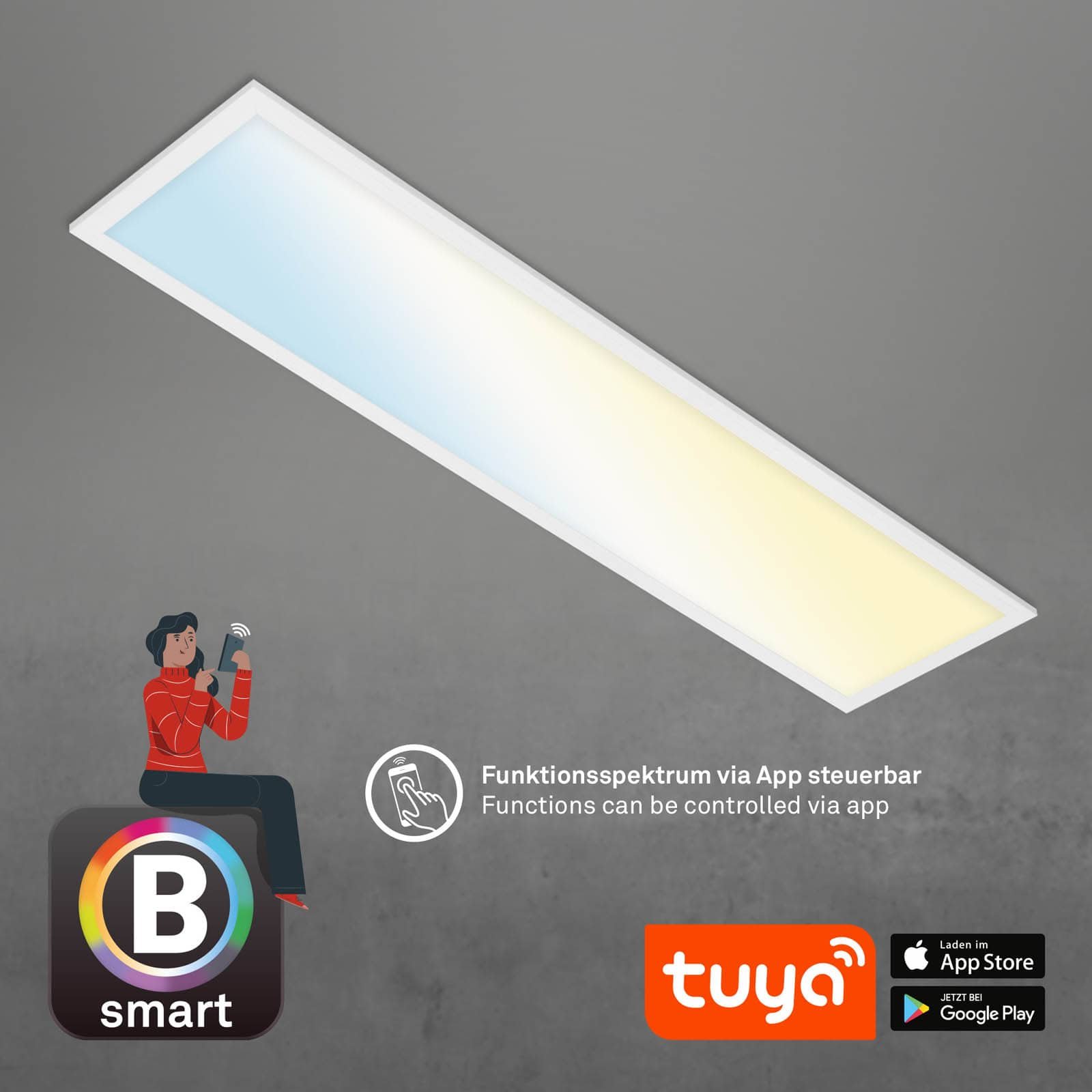BRILO 7385-016 CCT svítidlo LED panel, 100 cm, 28 W, 3000 lm, bílé - BRILO (obrázek 6)