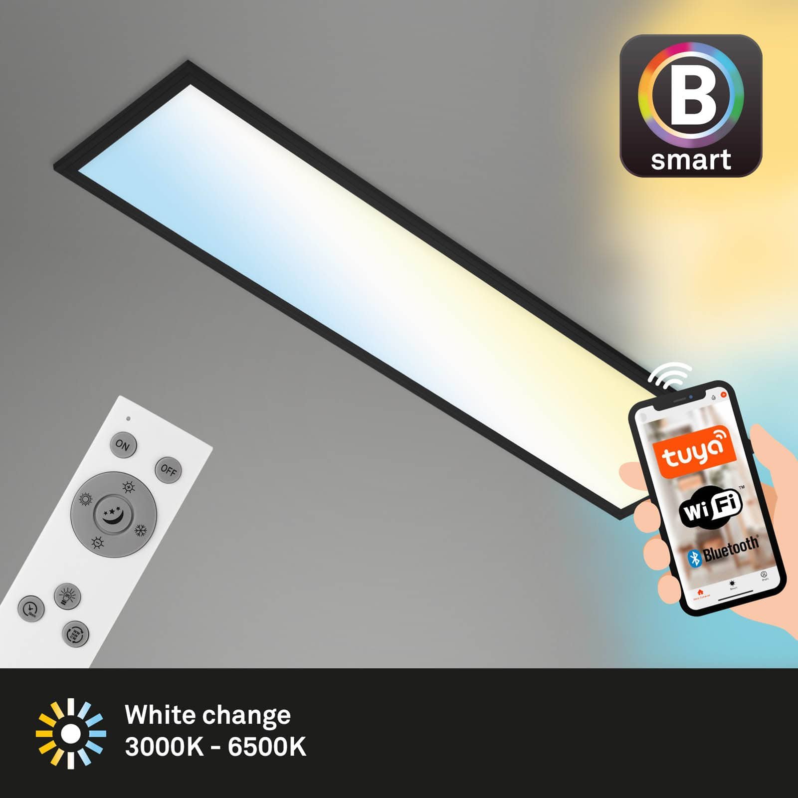 BRILO 7385-015 CCT svítidlo LED panel, 100 cm, 28 W, 3000 lm, černá - BRILO (obrázek 2)