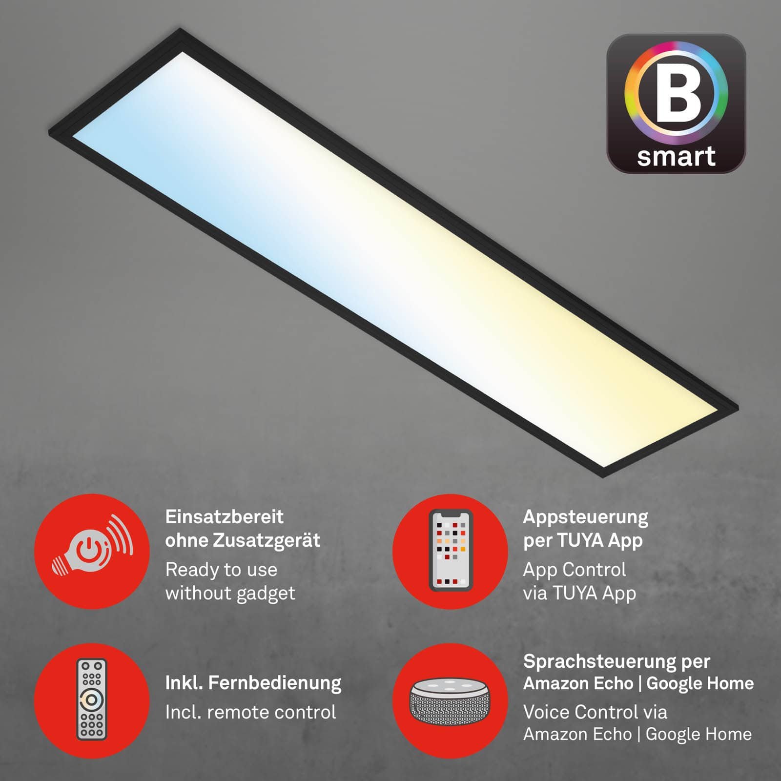 BRILO 7385-015 CCT svítidlo LED panel, 100 cm, 28 W, 3000 lm, černá - BRILO (obrázek 3)