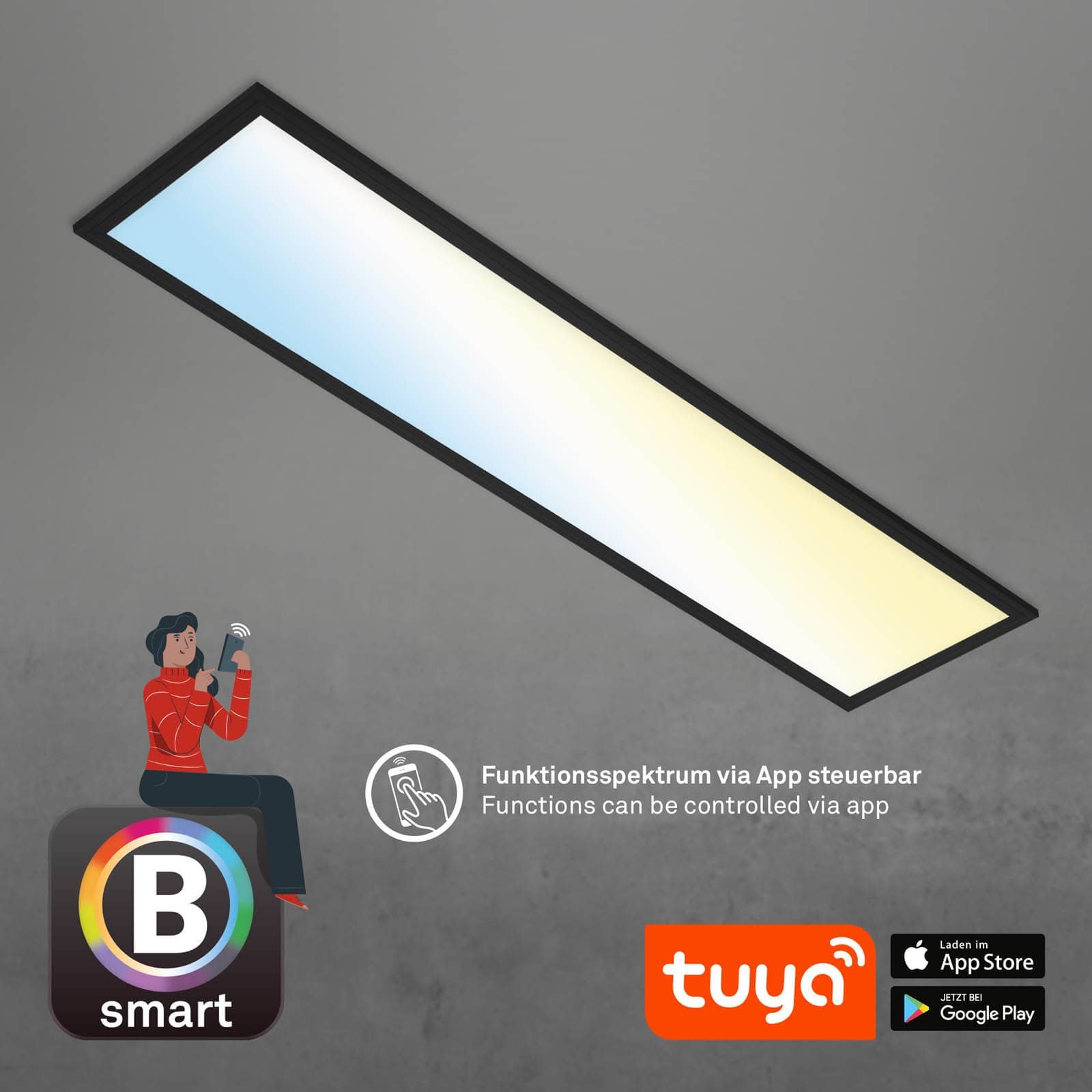 BRILO 7385-015 CCT svítidlo LED panel, 100 cm, 28 W, 3000 lm, černá - BRILO (obrázek 6)