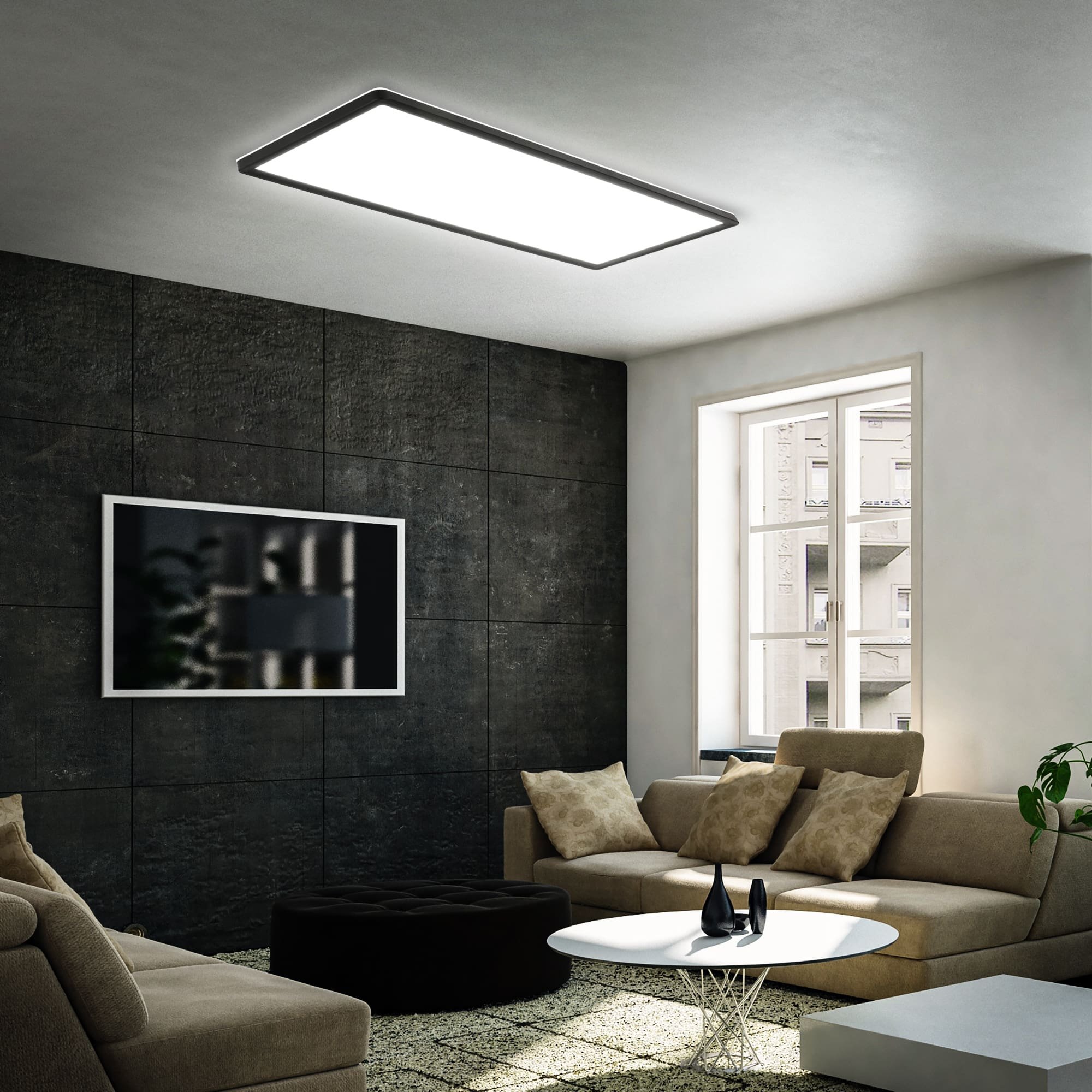 BRILO 7402-415 Ultraplochý LED panel s přímým a nepřímým osvětlením, 29,3 cm, LED, 22 W, 3000 lm, černá - BRILO (obrázek 7)
