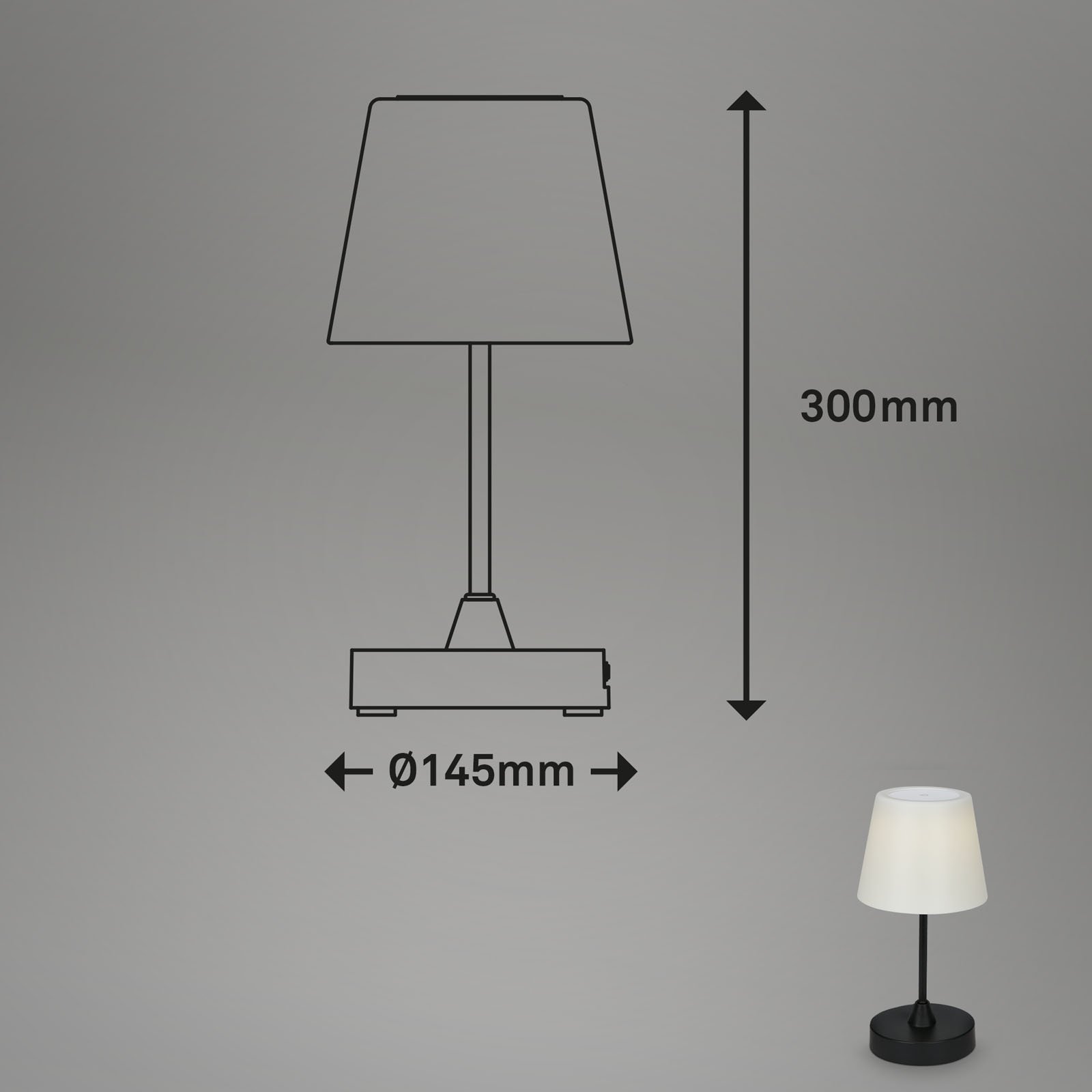 BRILO 7032-415 LED venkovní stolní lampa s dotykovým vypínačem, pr.30 cm, LED modul, 3 W, 340 Lm, černá - BRILO (obrázek 8)