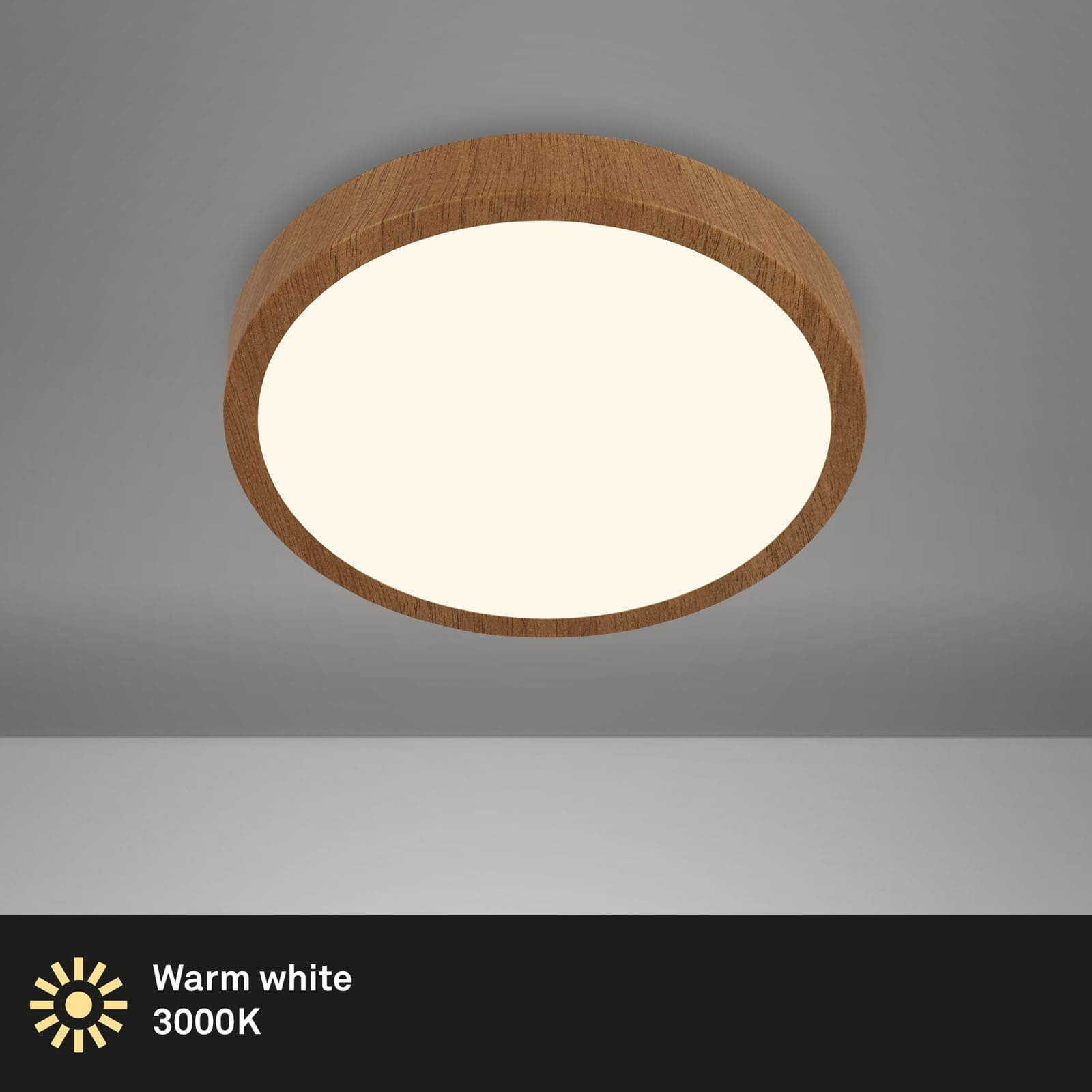 BRILO 3724-014 LED přisazené svítidlo, pr. 28 cm, 12 W, 2000 lm, barva dřeva - BRILONER (obrázek 2)