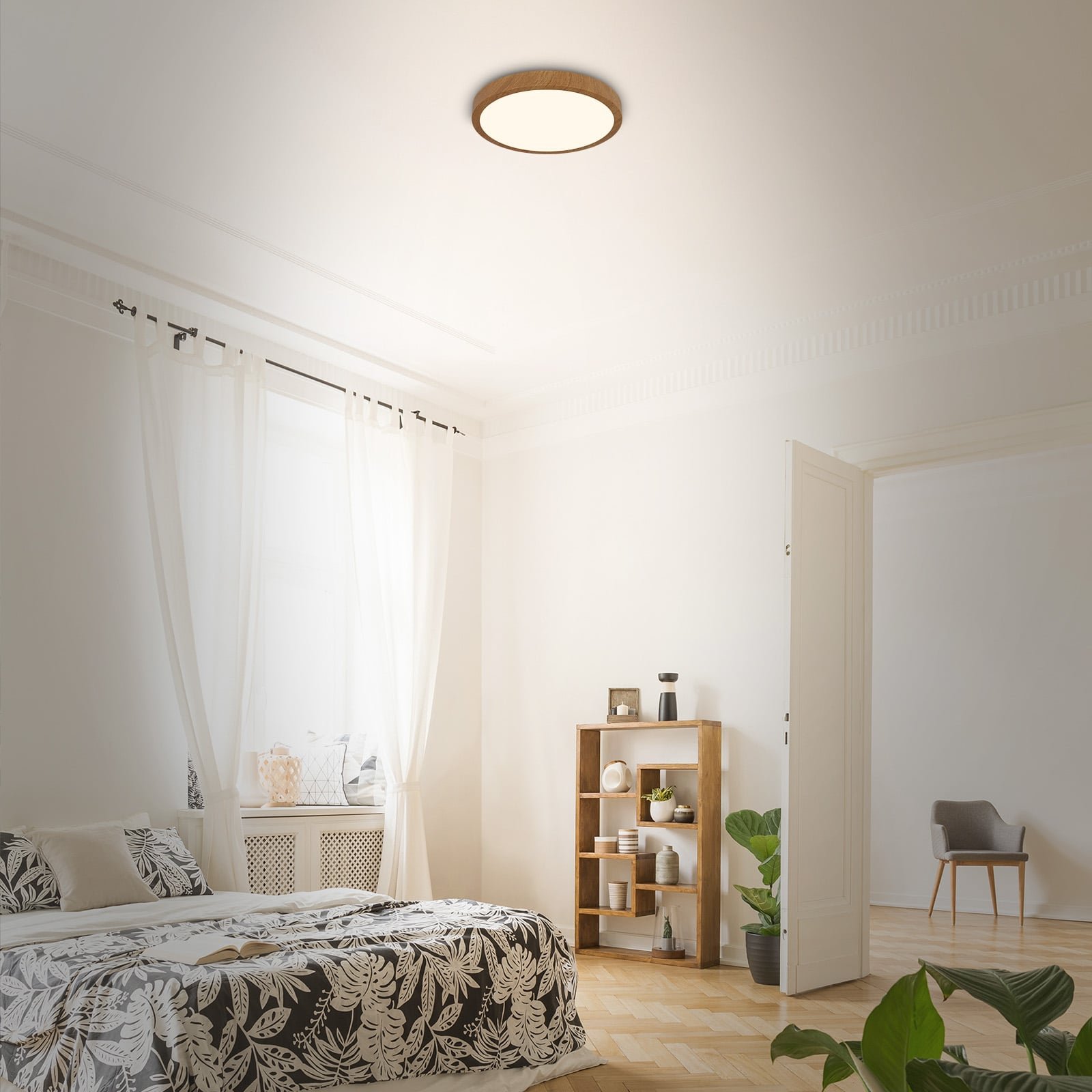 BRILO 3724-014 LED přisazené svítidlo, pr. 28 cm, 12 W, 2000 lm, barva dřeva - BRILONER (obrázek 3)