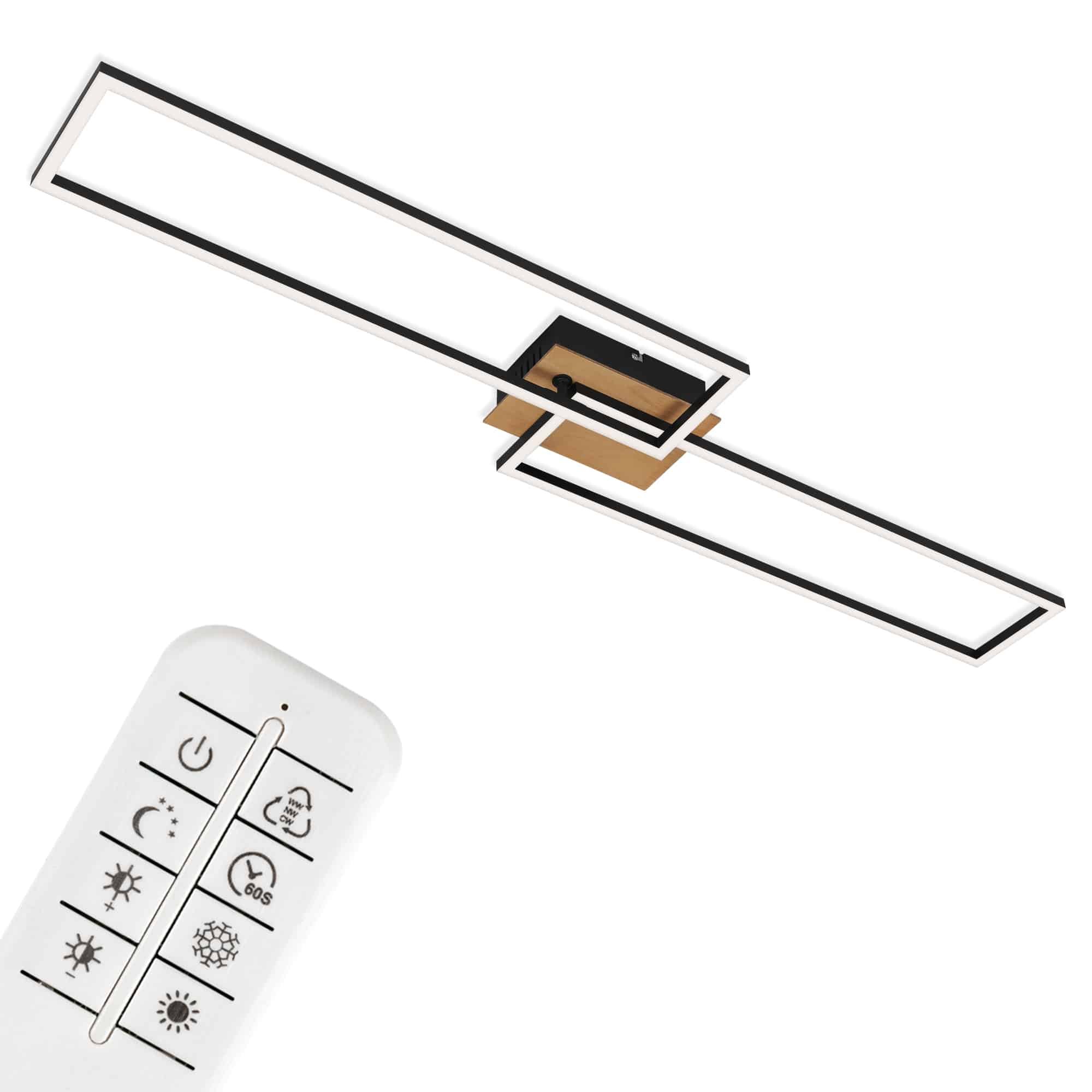 BRILO 3145-014 LED CCT rám 110 cm 40W 2x2200lm dřevo-černá - BRILO