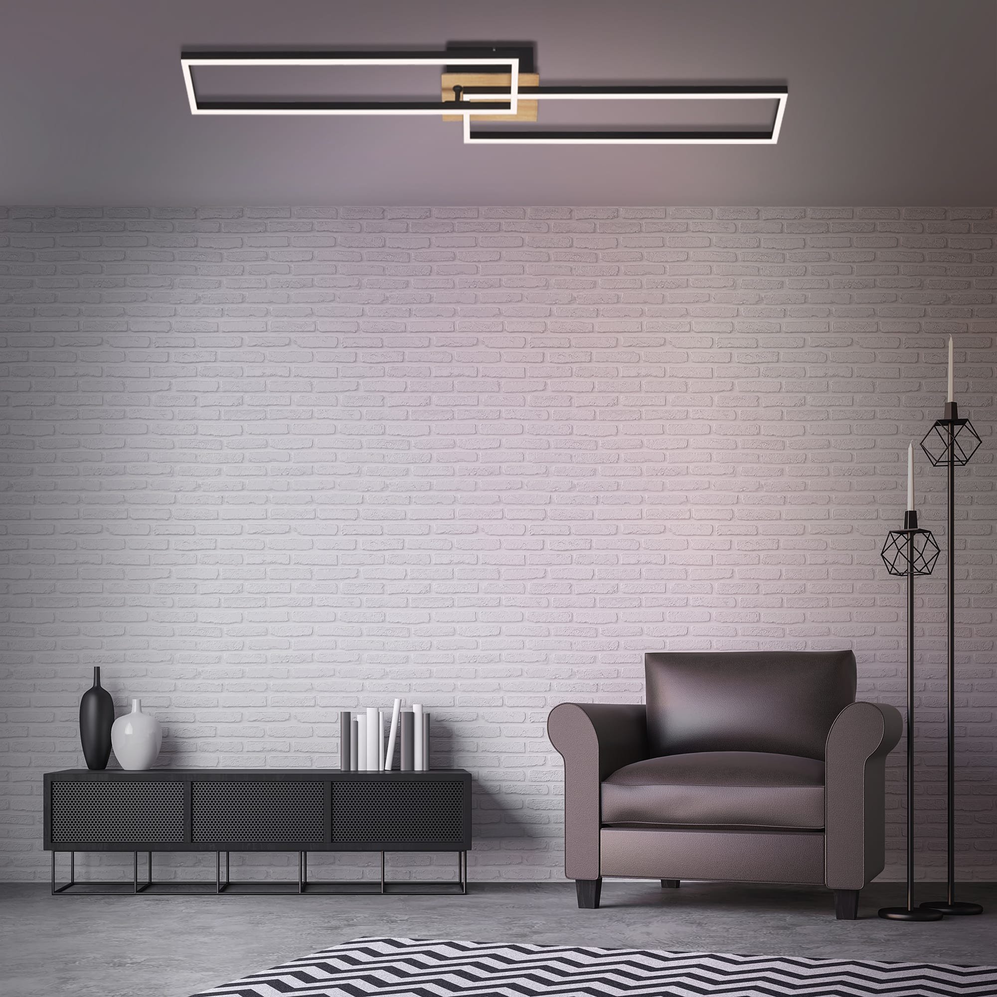 BRILO 3145-014 LED CCT rám 110 cm 40W 2x2200lm dřevo-černá - BRILO (obrázek 8)