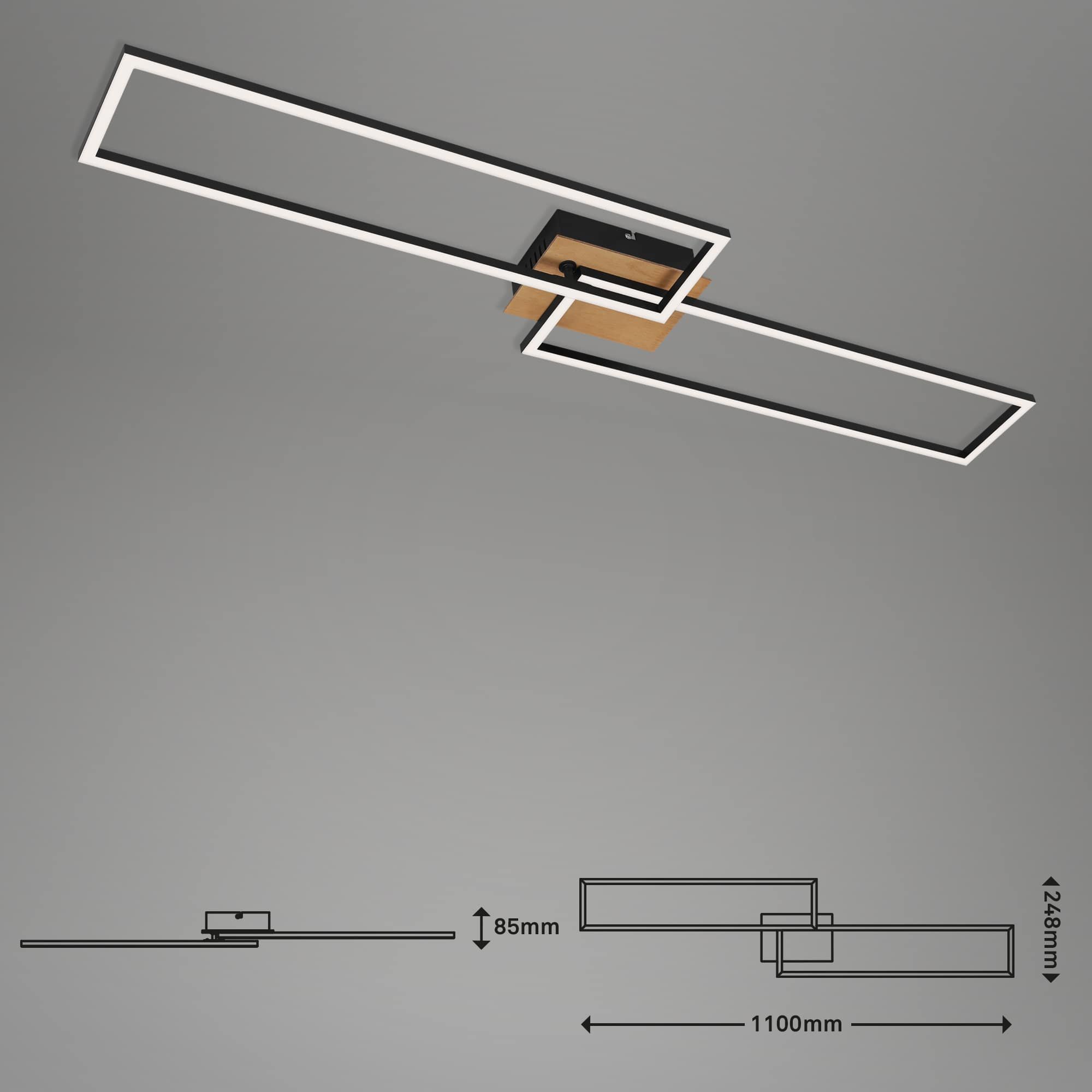 BRILO 3145-014 LED CCT rám 110 cm 40W 2x2200lm dřevo-černá - BRILO (obrázek 10)