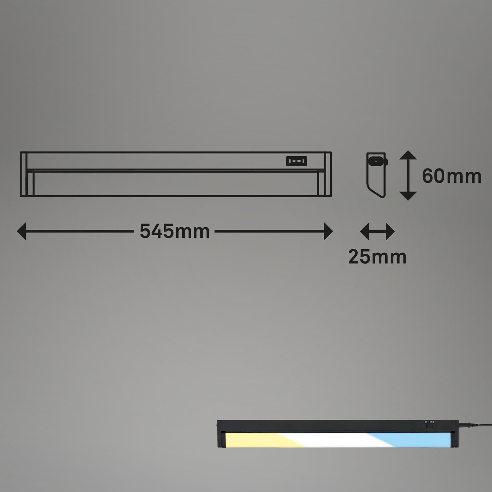 BRILO 2224-015 LED skříňkové svítidlo 54,5 cm 6W 800lm černá - BRILO (obrázek 8)