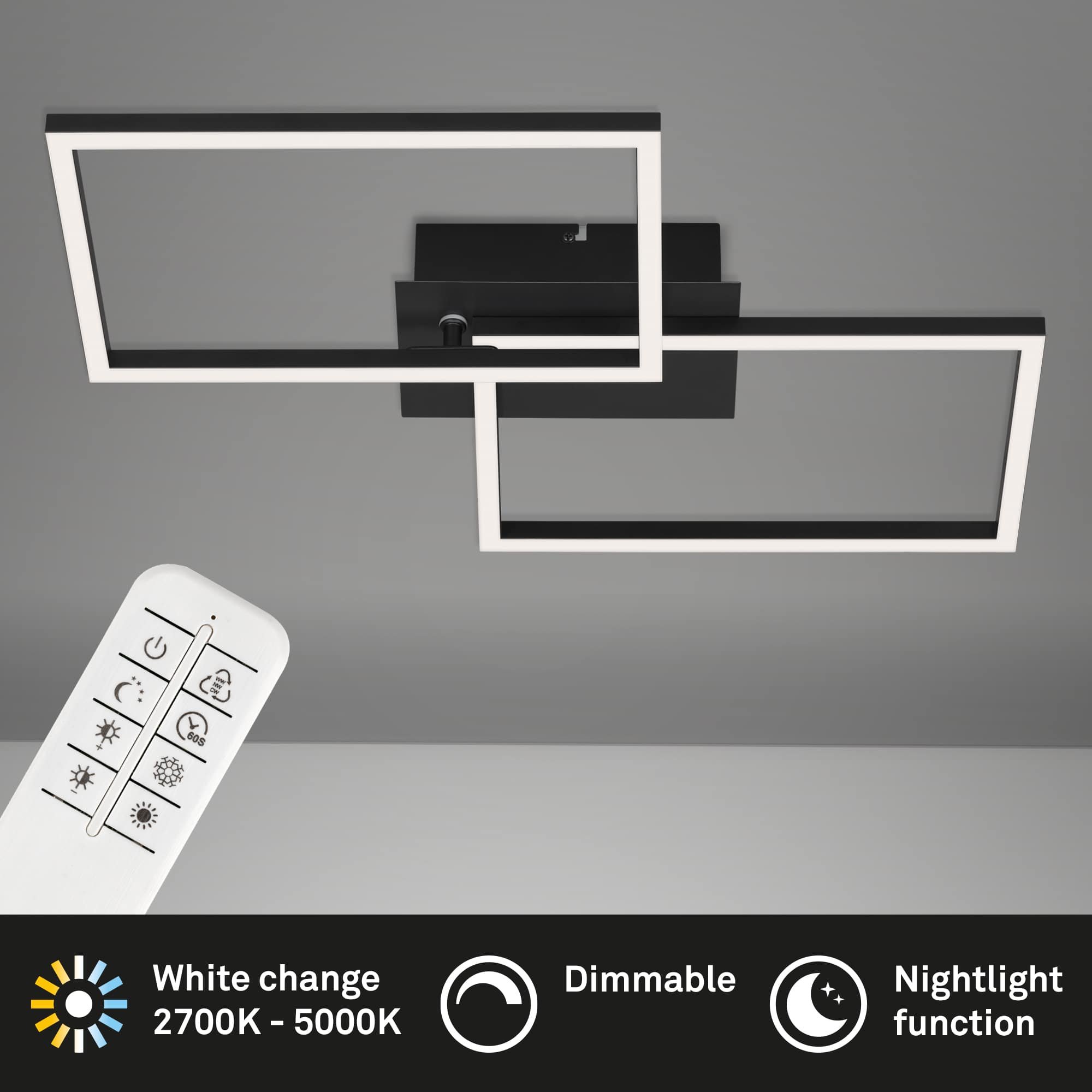 BRILO 3149-015 LED CCT rám 50 cm 2x15W 1650lm černá - BRILO (obrázek 3)
