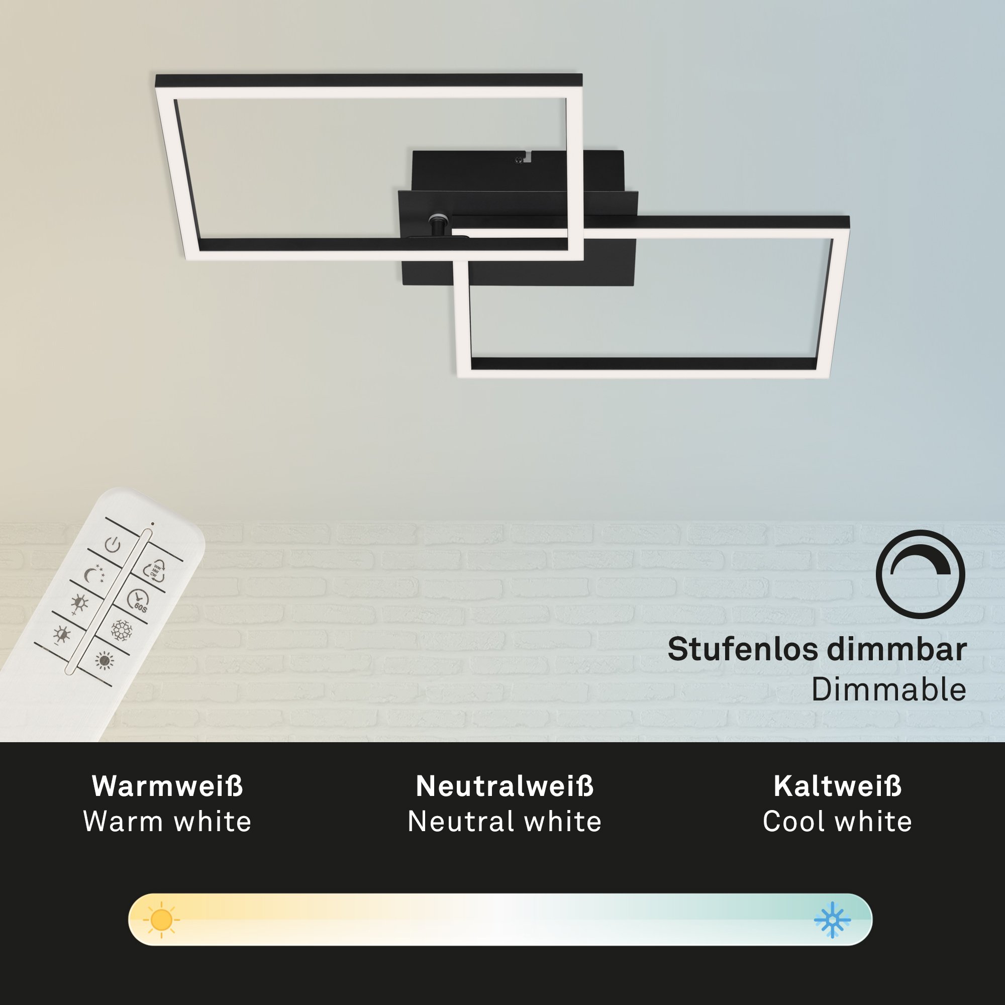 BRILO 3149-015 LED CCT rám 50 cm 2x15W 1650lm černá - BRILO (obrázek 5)