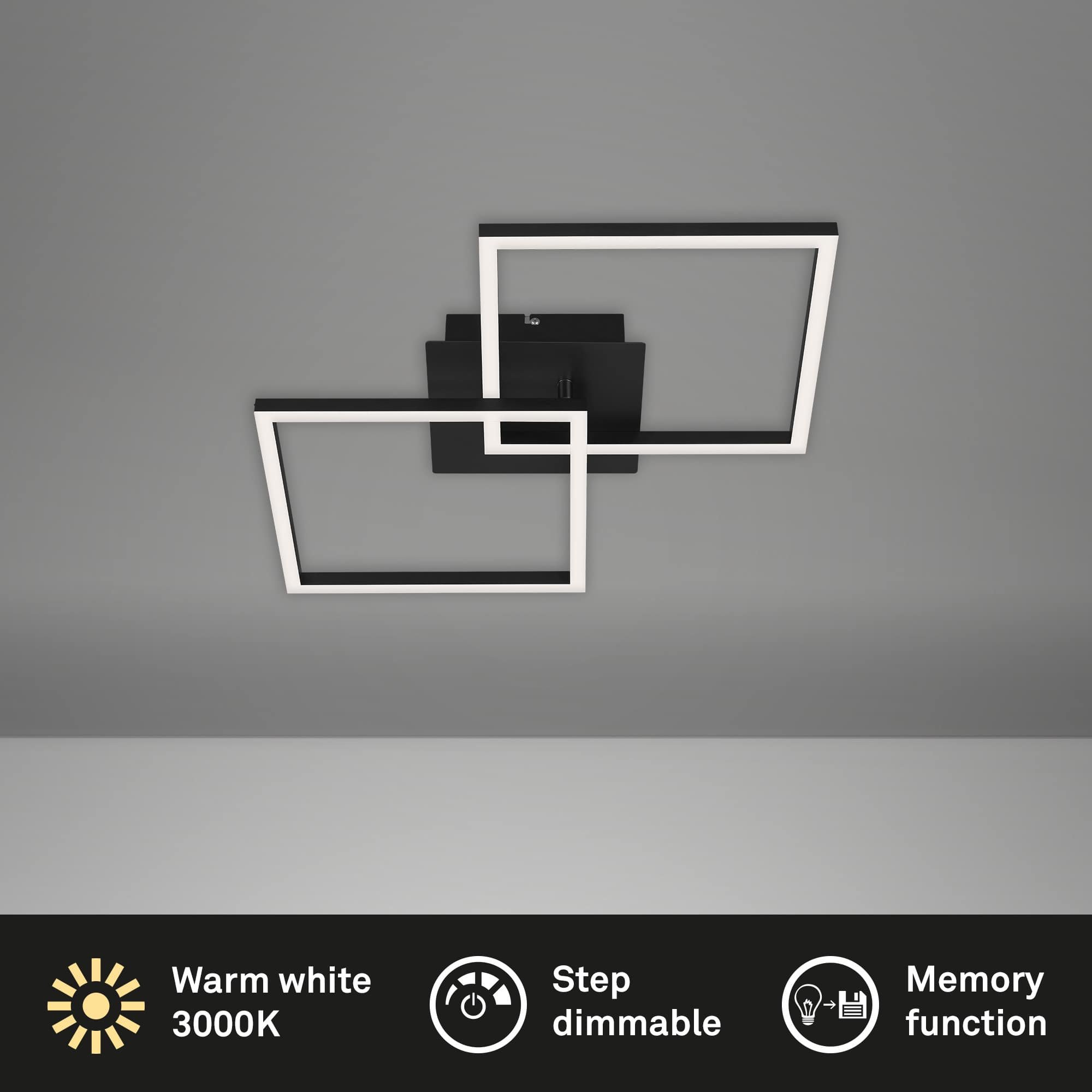 BRILO 3210-015 LED stropní svítidlo, 62 cm, 22 W, černá - BRILO (obrázek 3)