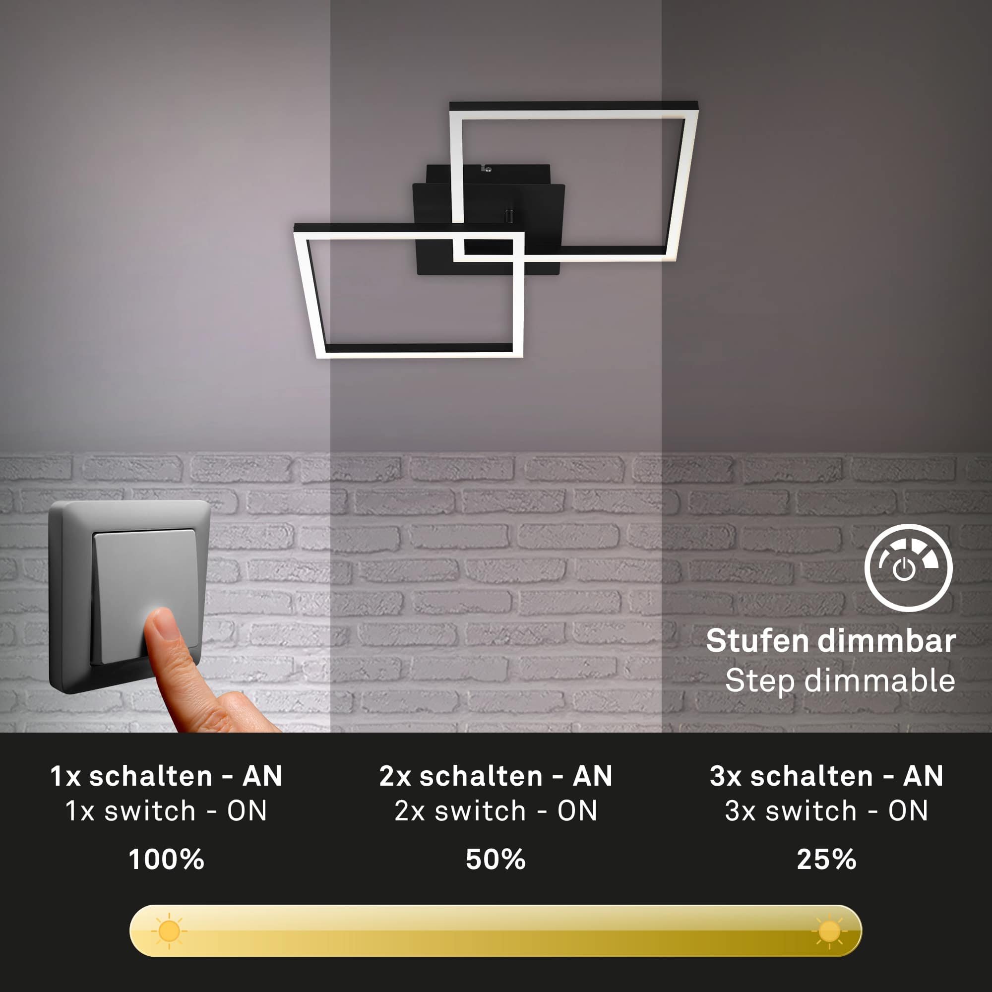 BRILO 3210-015 LED stropní svítidlo, 62 cm, 22 W, černá - BRILO (obrázek 4)