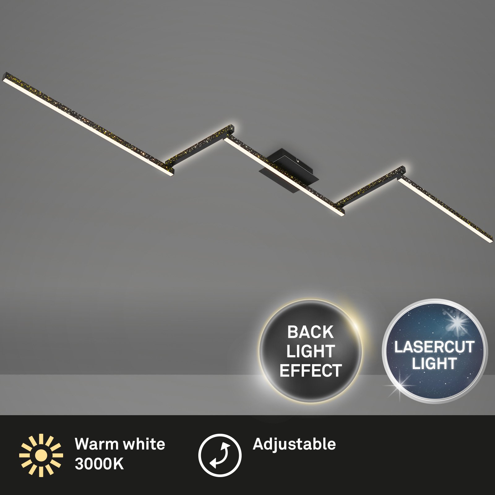 BRILO 3719-055 LED nástěnné a stropní svítidlo, 227 cm, 24 W, 700 lm, černá - BRILO (obrázek 2)