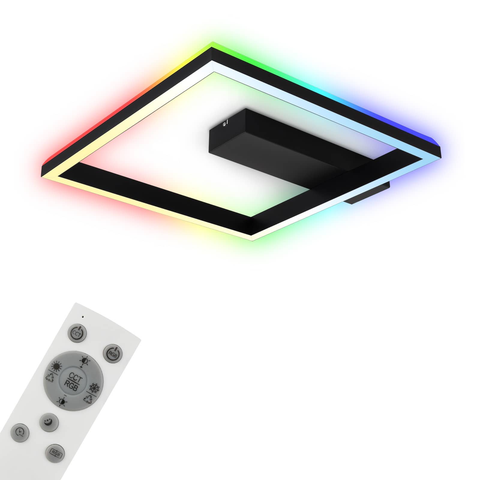 Levně BRILO 3736-015 RGB CCT LED stropní svítidlo, 57cm, 20 W, 1800 lm, černá - BRILO