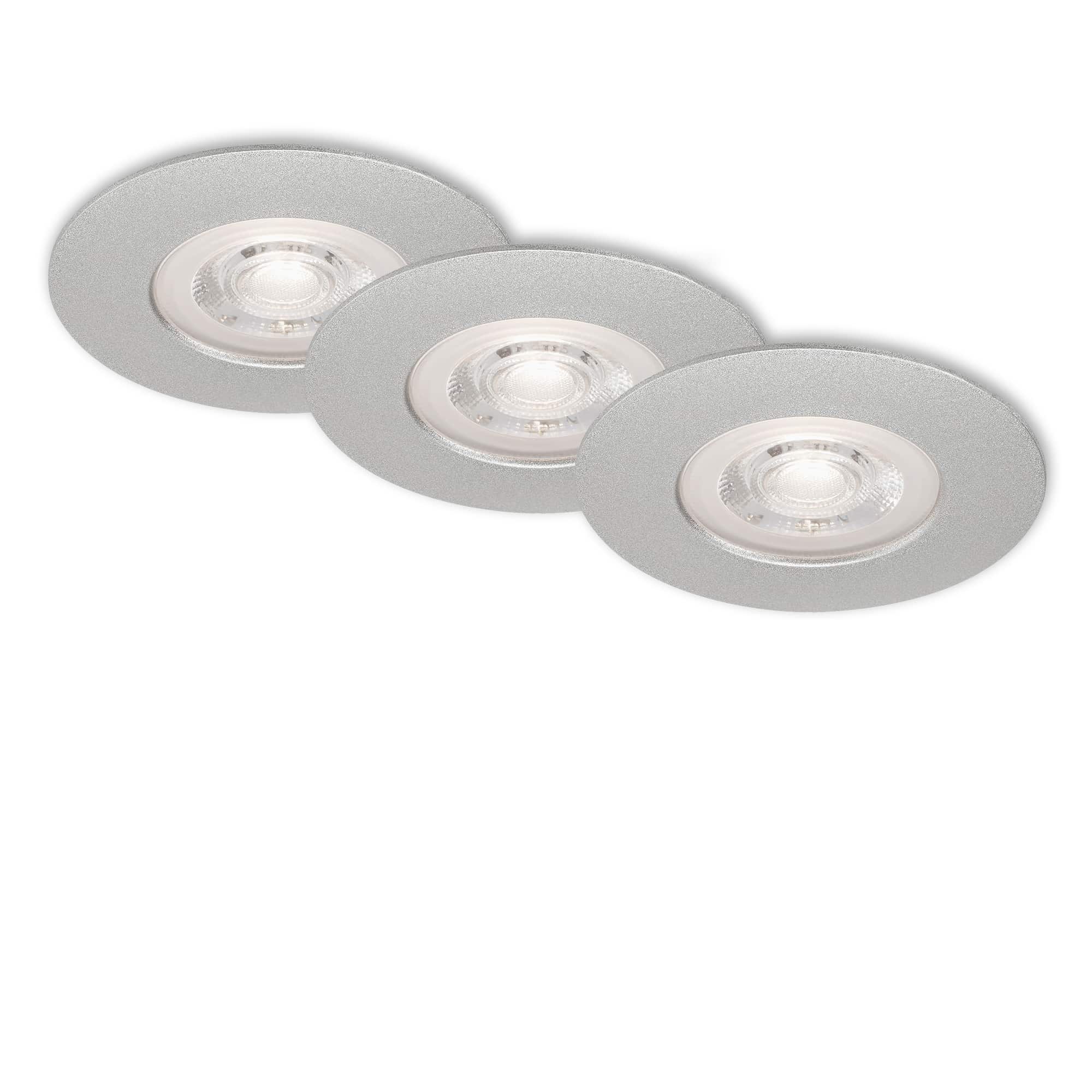 BRI 7047-034 3ks sada LED vestavné svítidlo, pr. 9 cm, stmívatelné 5 W, matný chrom - BRILONER