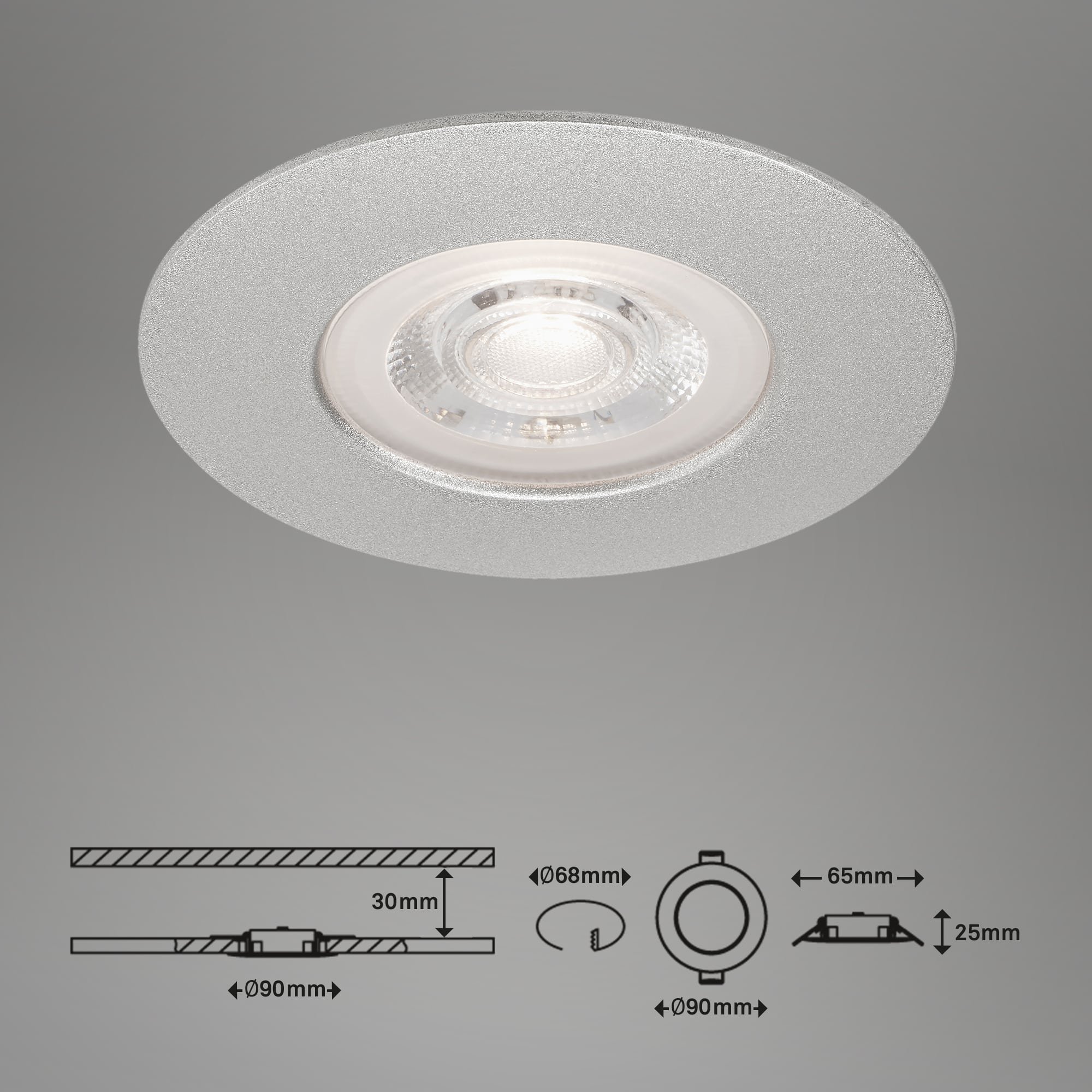 BRI 7047-034 3ks sada LED vestavné svítidlo, pr. 9 cm, stmívatelné 5 W, matný chrom - BRILONER (obrázek 8)