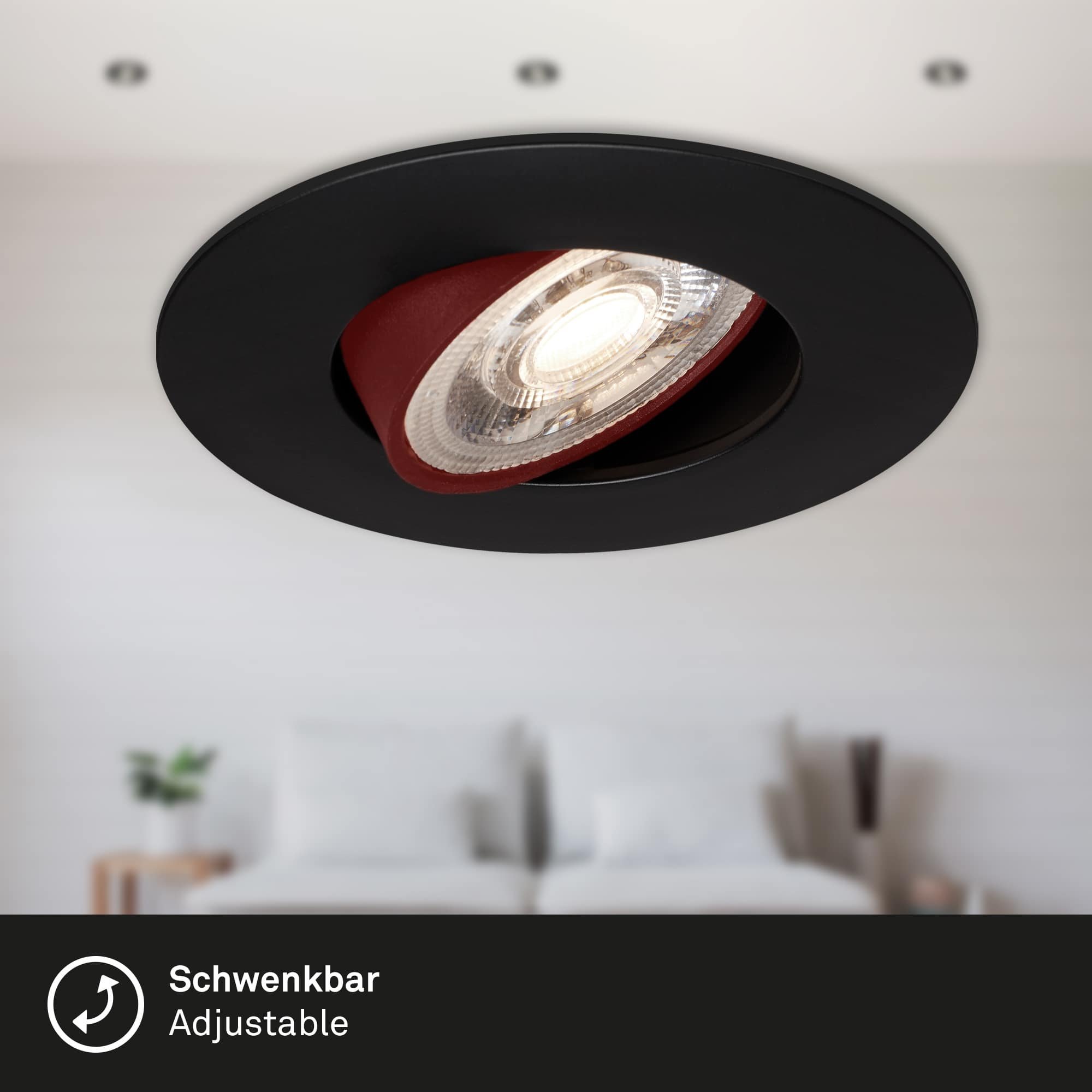 BRI 7048-035 3ks sada LED vestavné svítidlo, pr. 9 cm, nastavitelné, 5 W, černá - BRILONER (obrázek 4)