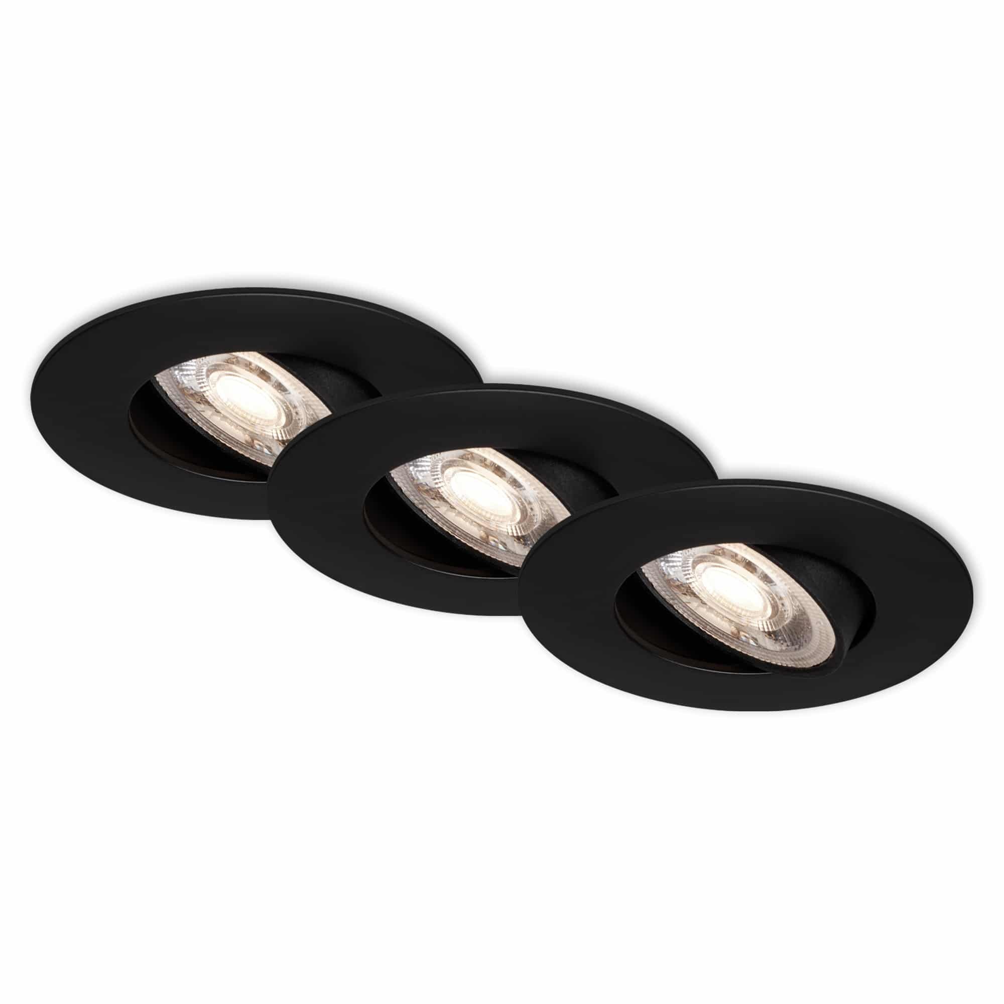 BRI 7146-035 3ks sada ultraploché LED vestavné svítidlo, pr. 9 cm, 5 W, černá - BRILONER