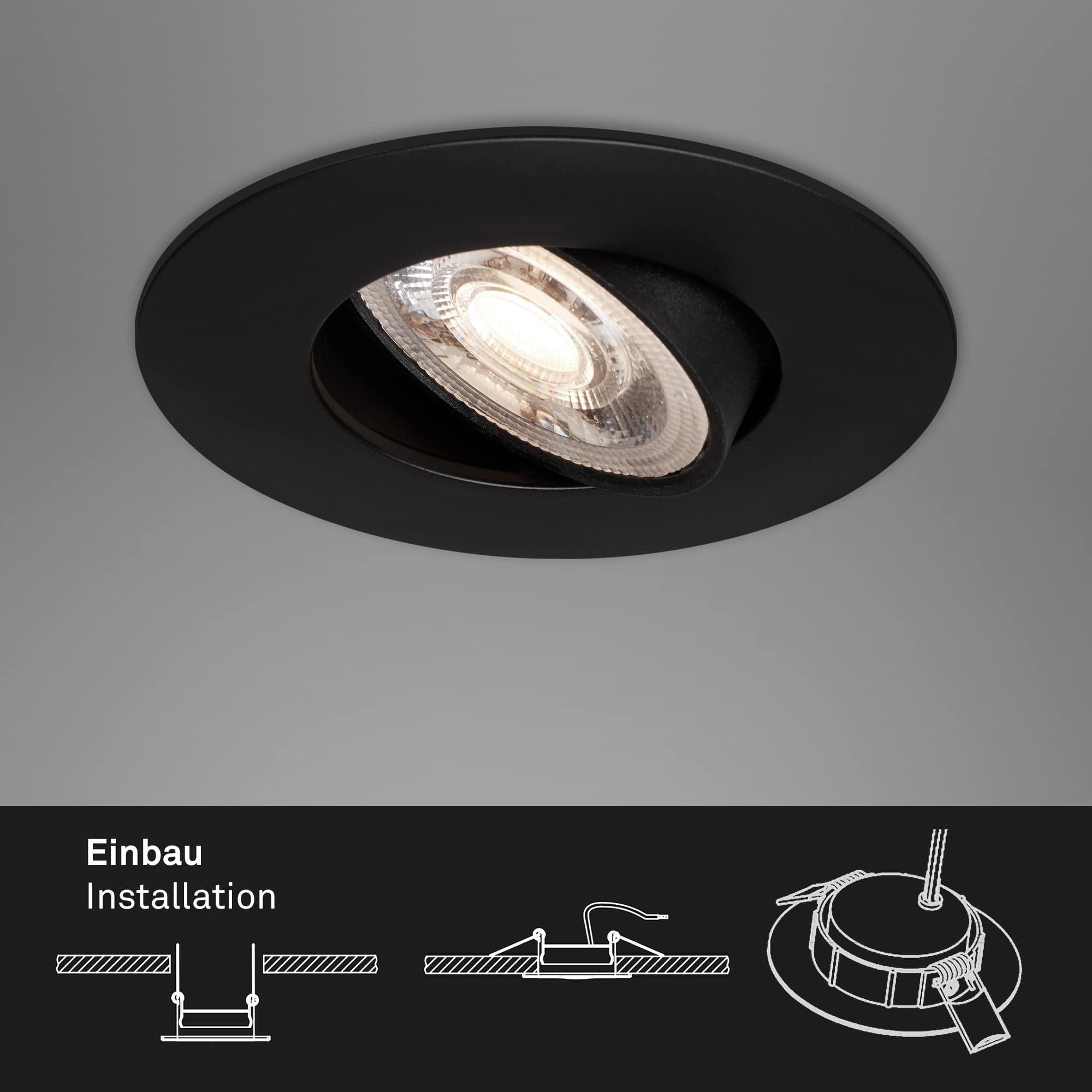 BRI 7146-035 3ks sada ultraploché LED vestavné svítidlo, pr. 9 cm, 5 W, černá - BRILONER (obrázek 4)