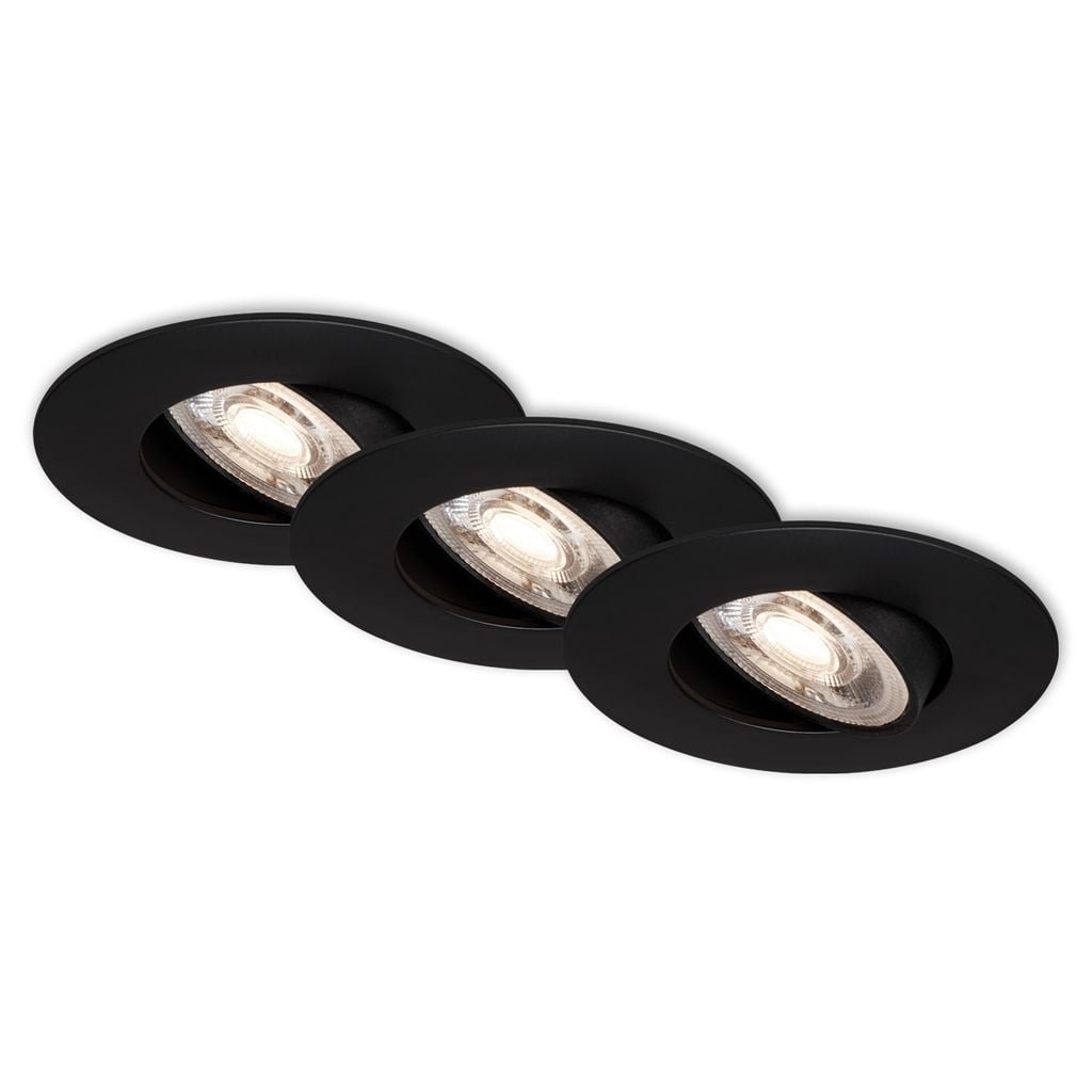 BRI 7146035 3ks sada ultraploché LED vestavné svítidlo, pr. 9 cm, 5 W, černá (starý kód: BRI 7146-035) - BRILONER