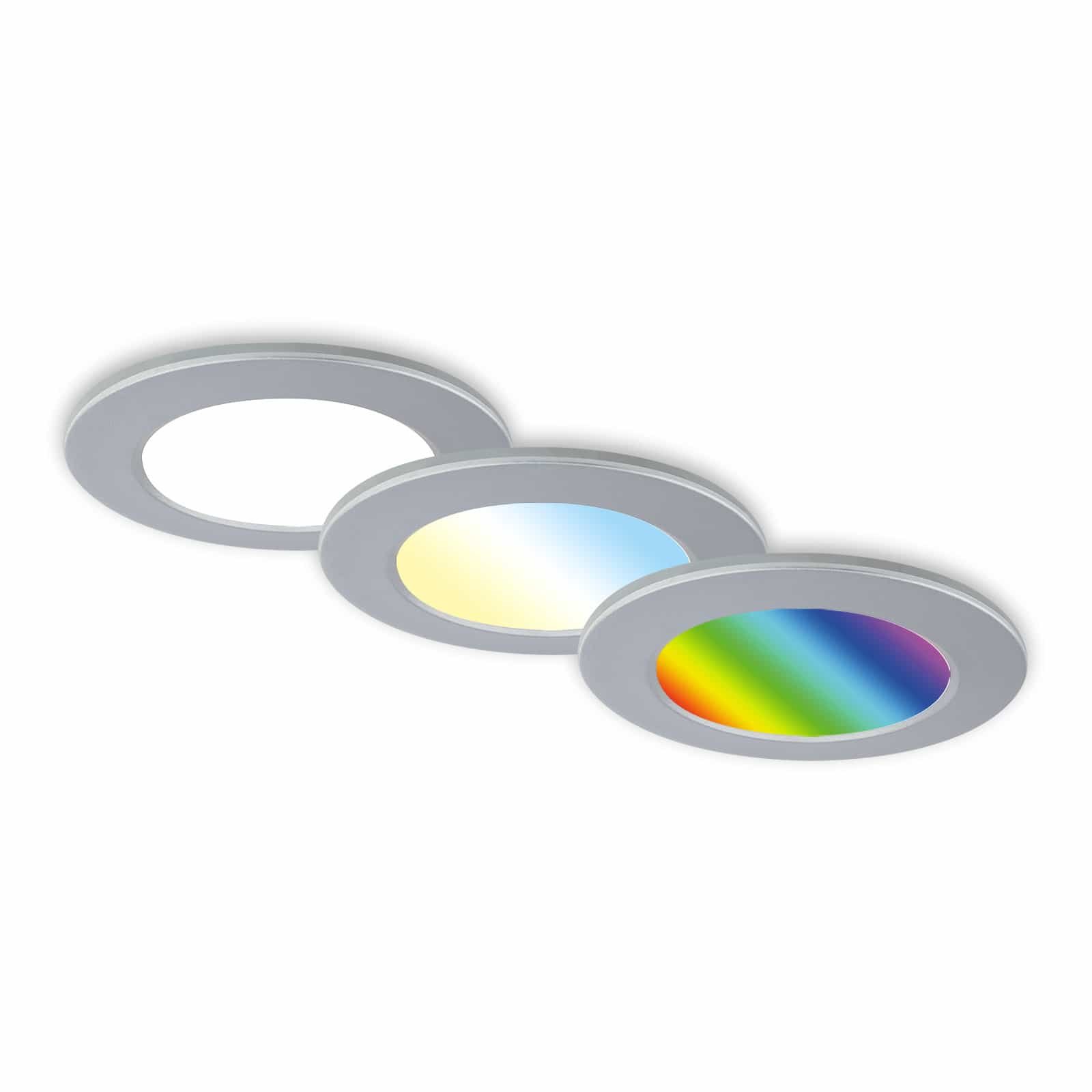 BRI 7035-034 RGB-CCT LED vestavná svítidla sada, pr.9,2 cm, 3x LED, 4,8 W, 450 lm, matný chrom - BRILONER (obrázek 3)