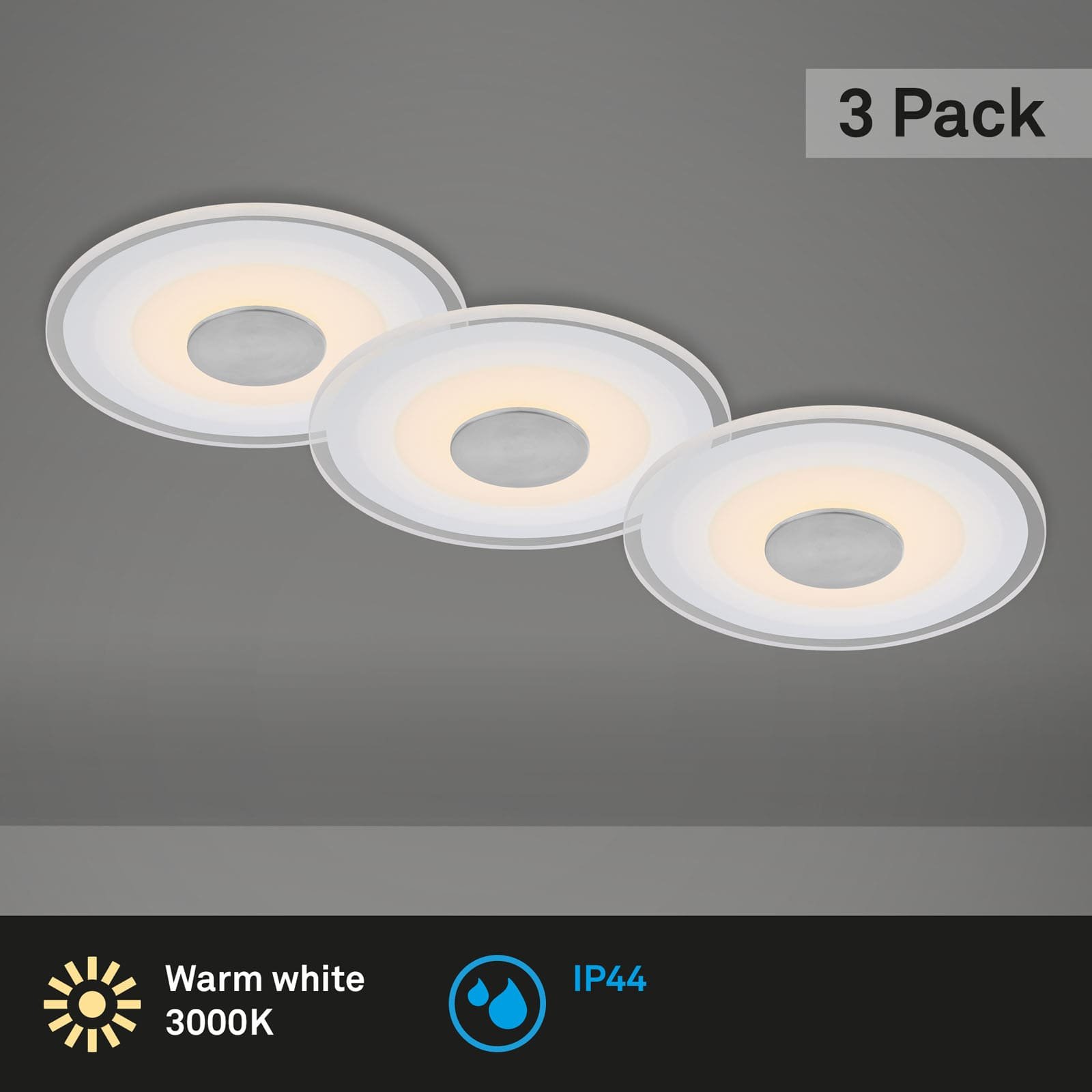 BRI 7043-039 LED vestavné svítidlo, pr.12 cm, 3x LED, 6 W, 650 lm, hliník - BRILONER (obrázek 2)